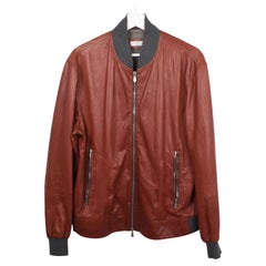 Brunello Cucinelli Herren Jacke Leder Bomber Größe L, S1891