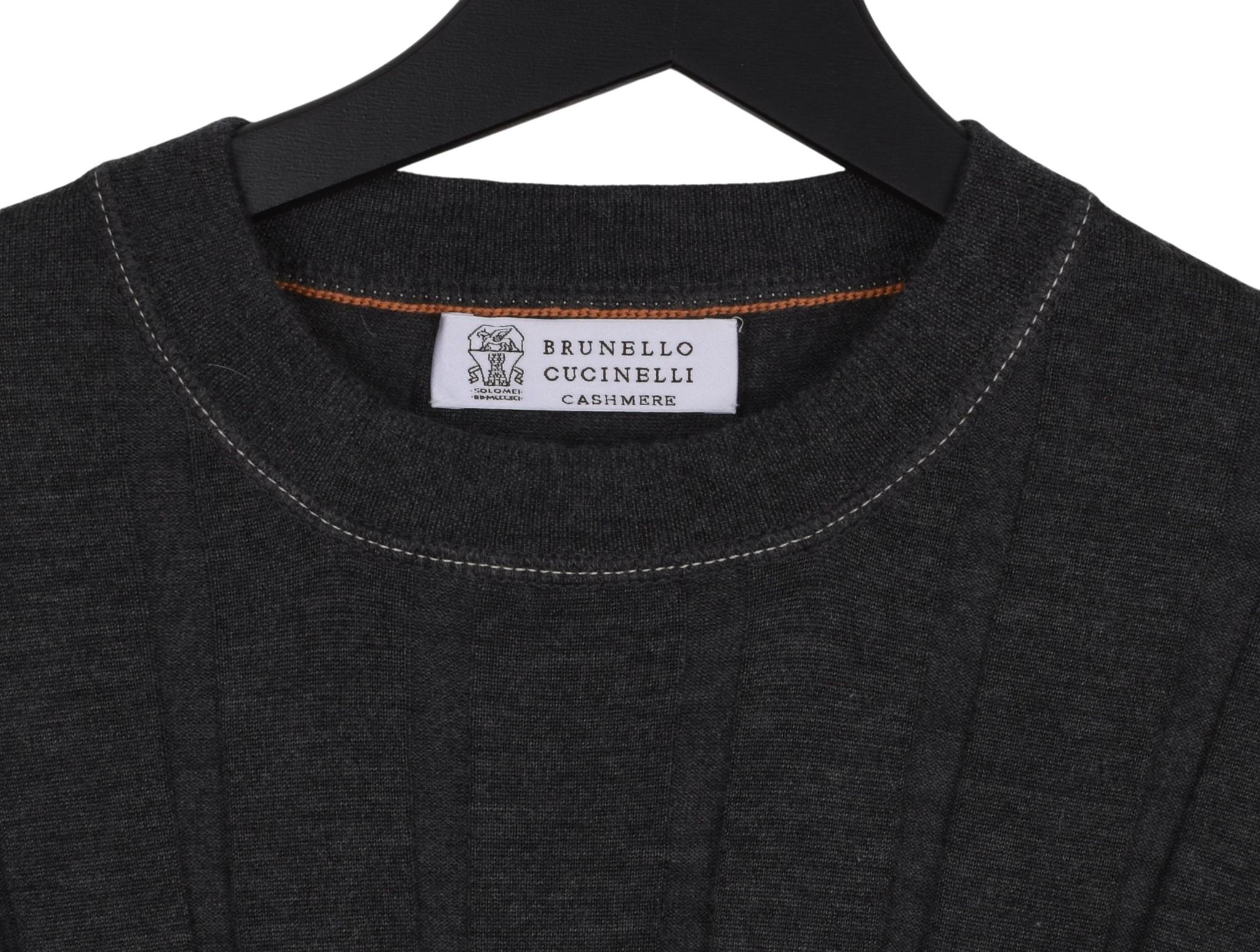 Brunello Cucinelli Men Sweater Cashmere Silk Leather App Size 50-M, S1562 Excellent état - En vente à Kaunas, LT