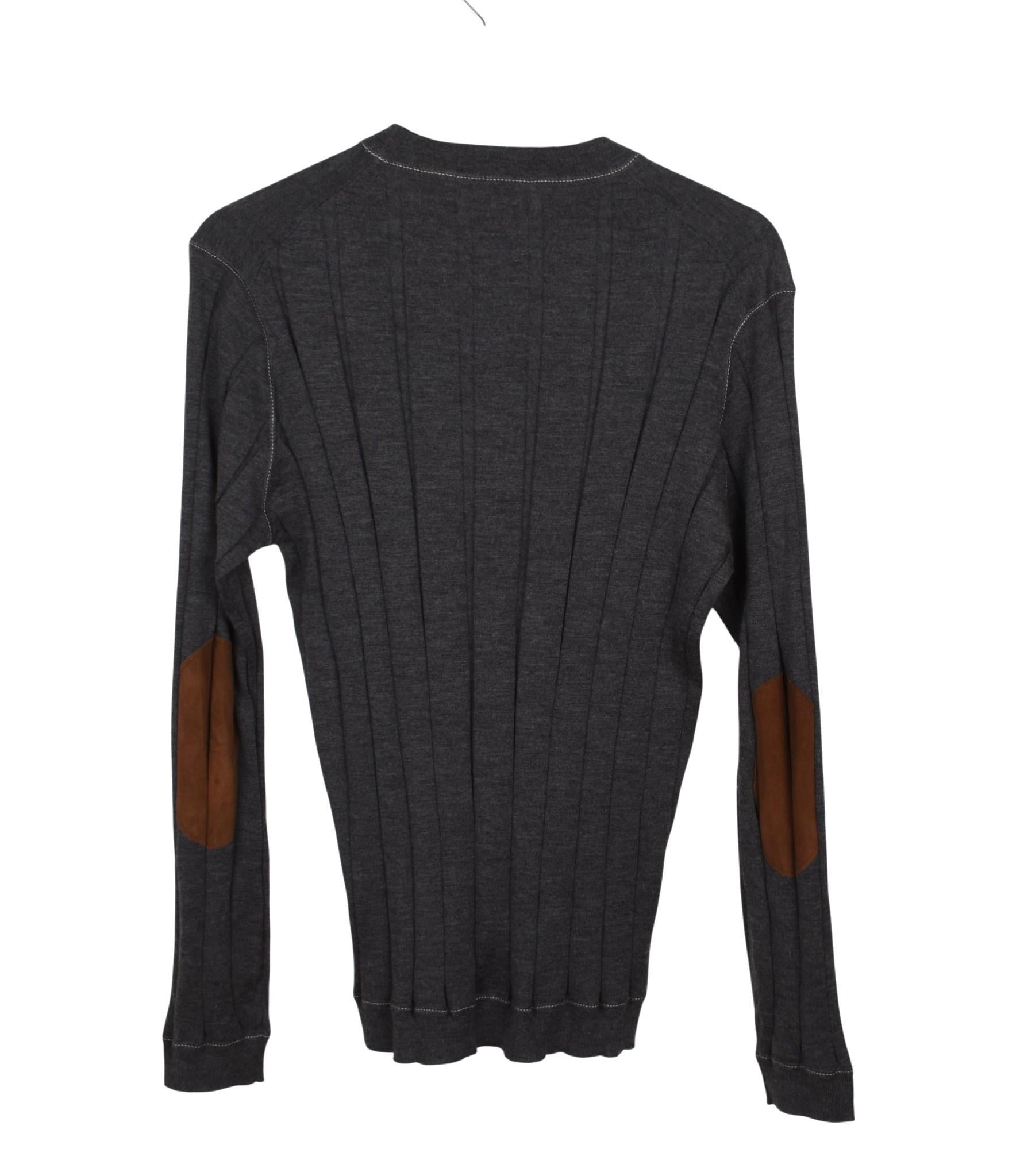 Brunello Cucinelli Men Sweater Cashmere Silk Leather App Size 50-M, S1562 en vente 1