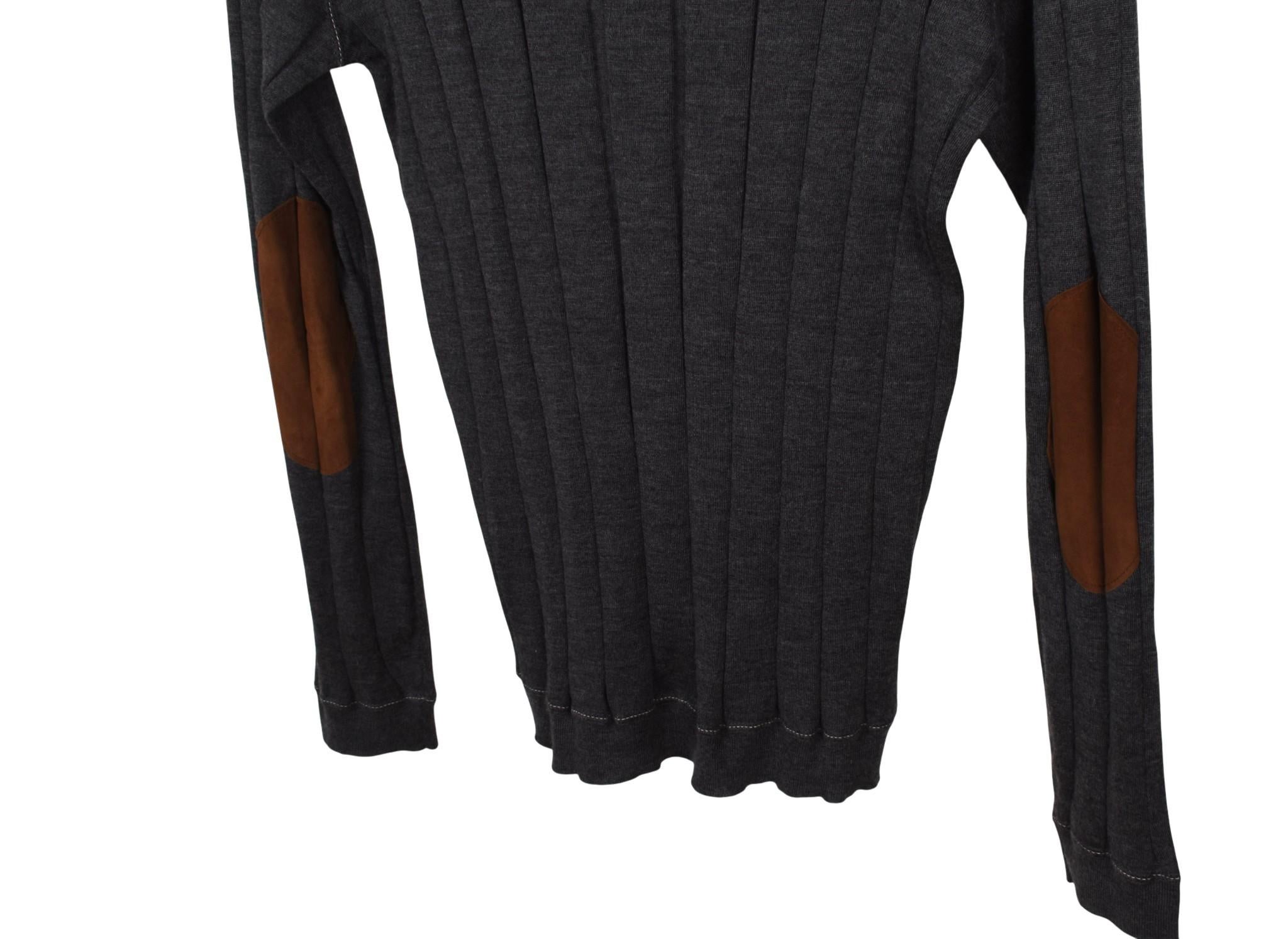 Brunello Cucinelli Men Sweater Cashmere Silk Leather App Size 50-M, S1562 en vente 2