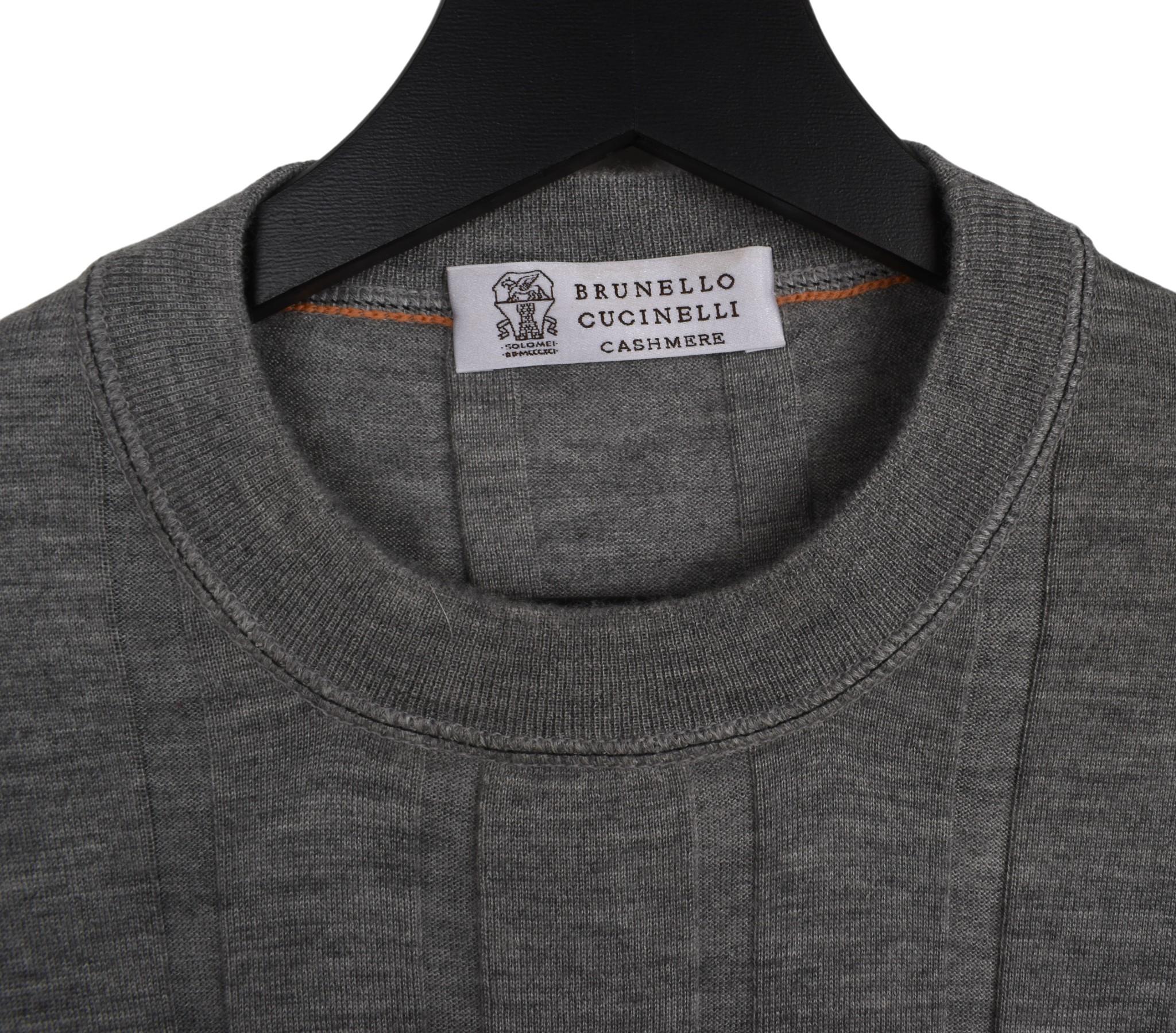 Brunello Cucinelli Hombre Suéter Cuello Crew Cuero App Talla 50-M, S1561 en venta 1