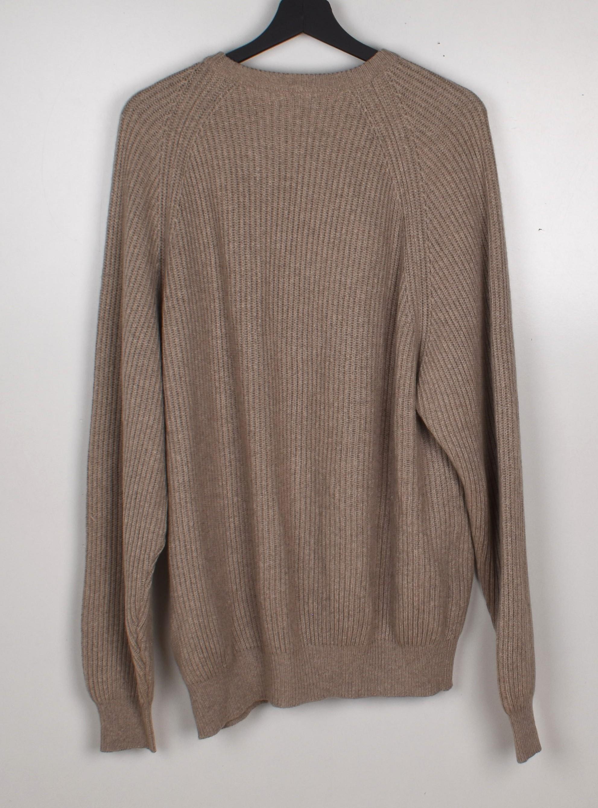 Marron Brunello Cucinelli Men Sweater Knit Cashmere Crew Neck Size 56 XXL, S1539 en vente