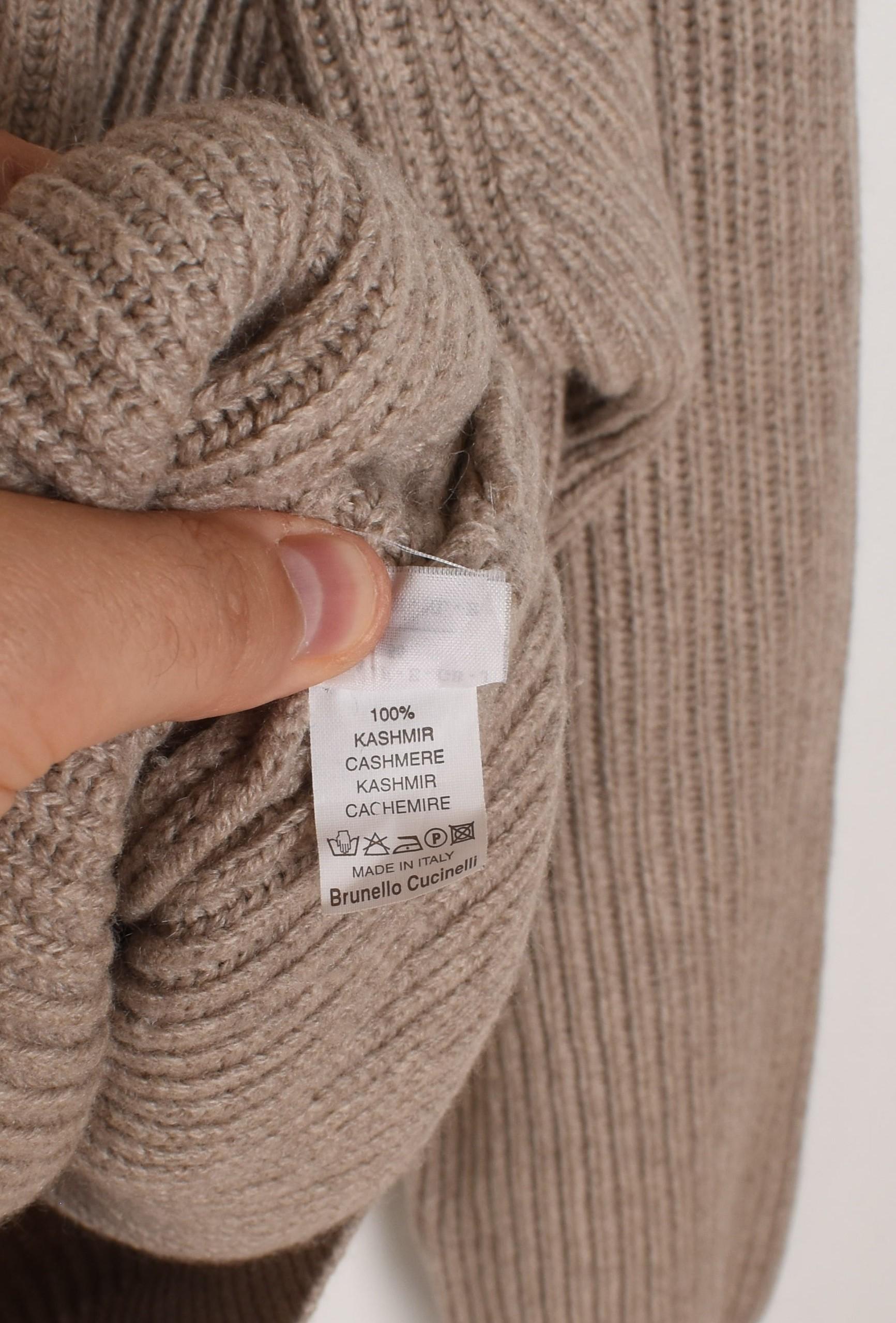 Brunello Cucinelli Men Sweater Knit Cashmere Crew Neck Size 56 XXL, S1539 en vente 2