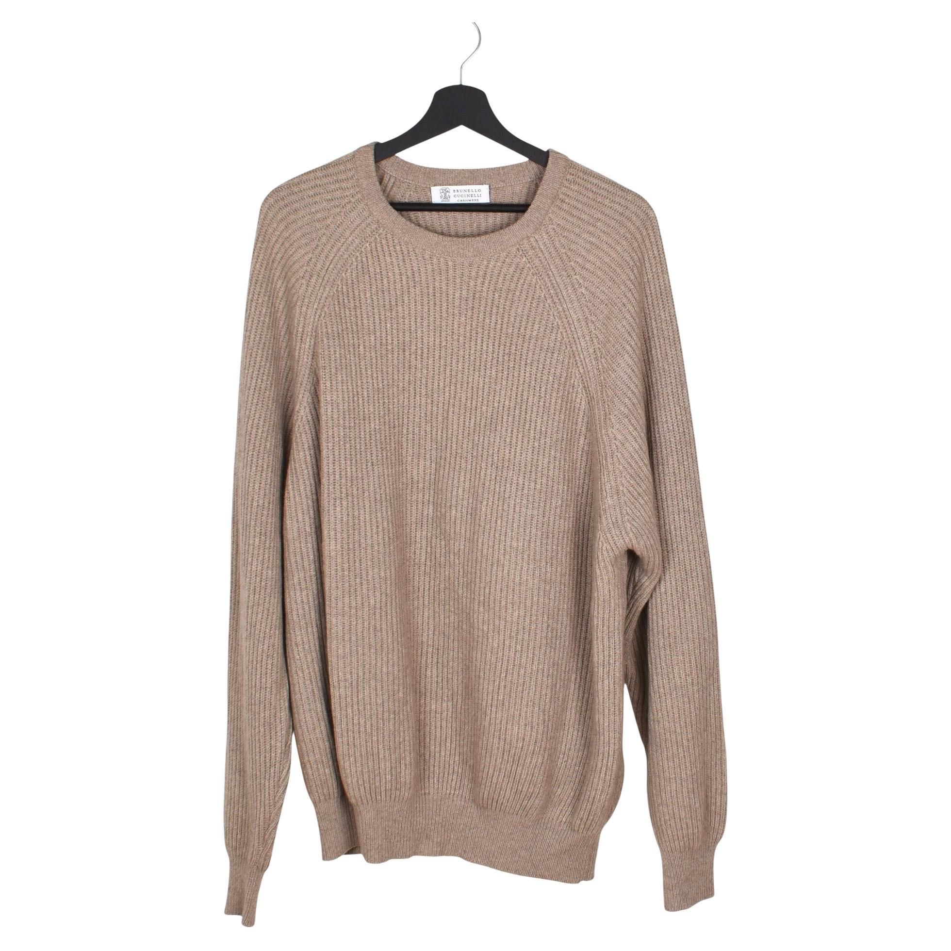 Brunello Cucinelli Men Sweater Knit Cashmere Crew Neck Size 56 XXL, S1539