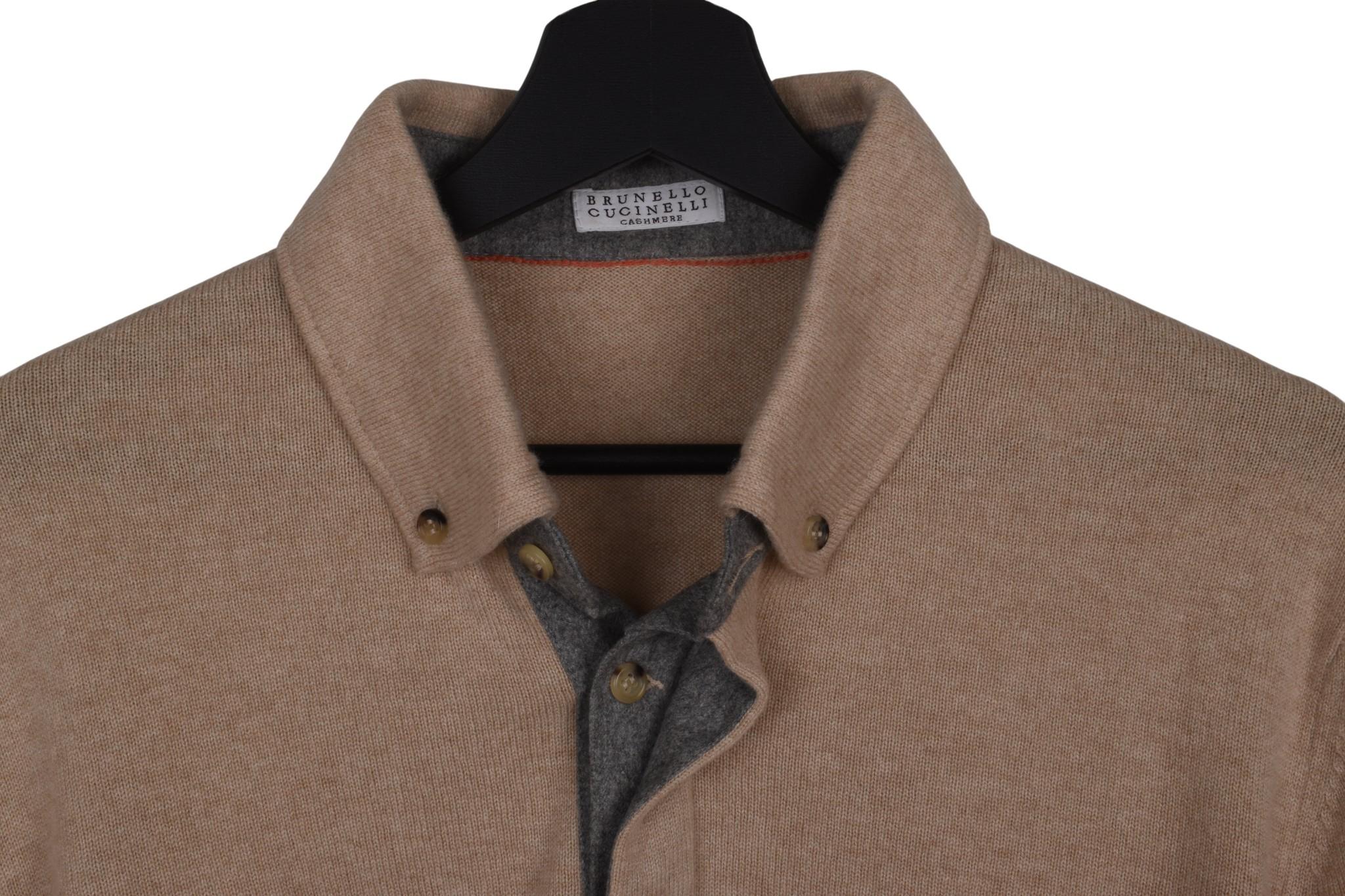 Brunello Cucinelli Men Sweater Pure Cashmere Size IT52-Large, S1563 (Braun) im Angebot