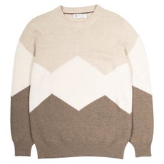 Brunello Cucinelli Men's Cashmere Sweater L Multicolor Knit, Italy