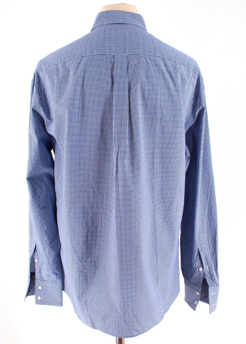 Purple Brunello Cucinelli Men's Gingham Check Print Shirt XL