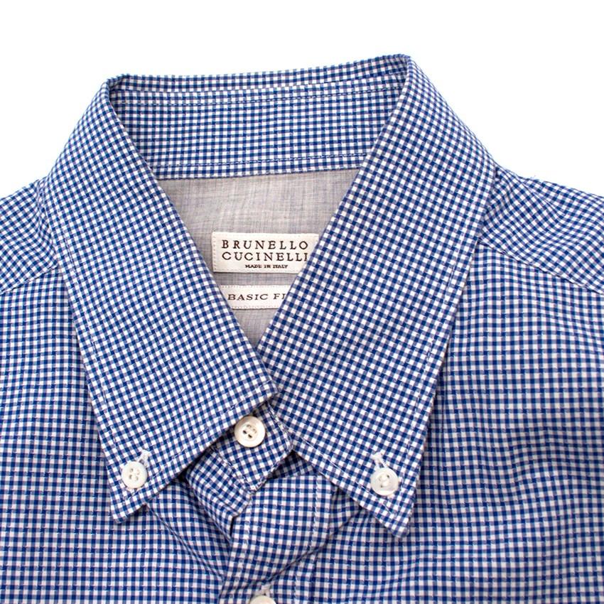 Brunello Cucinelli Men's Gingham Check Print Shirt XL In Excellent Condition In London, GB
