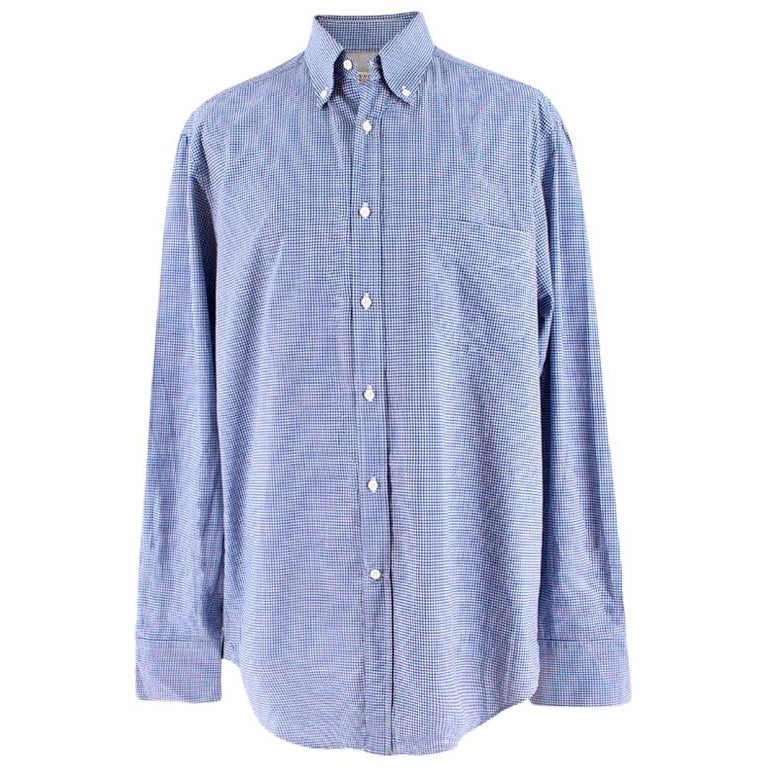 Brunello Cucinelli Men's Gingham Check Print Shirt XL For Sale at 1stdibs