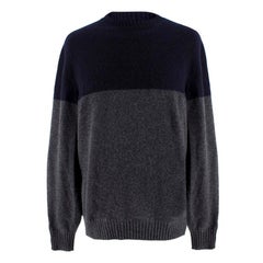 Brunello Cucinelli Men's Navy & Grey Cashmere Sweater IT 52