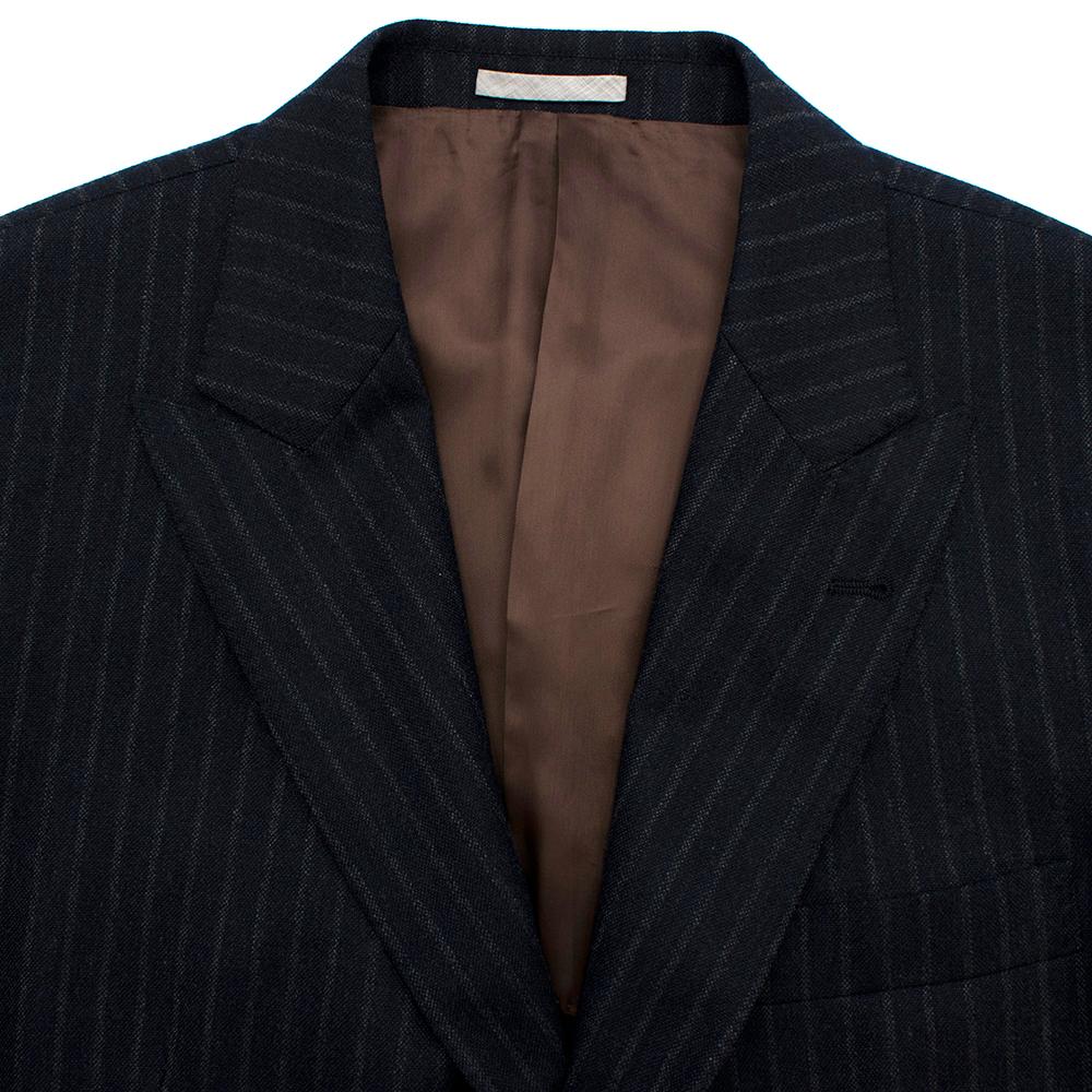 Brunello Cucinelli Mens Pinstripe Navy Tailored Jacket - Size IT 52 For Sale 3