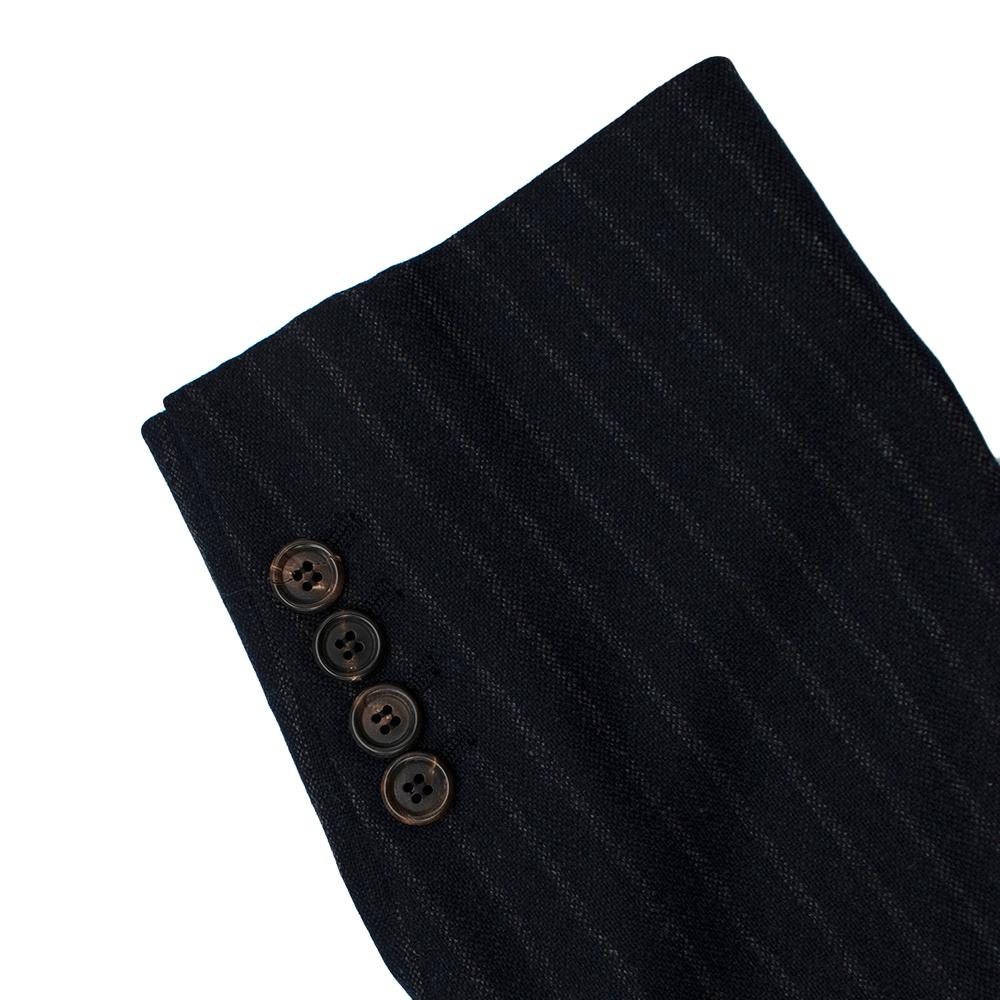 Black Brunello Cucinelli Mens Pinstripe Navy Tailored Jacket - Size IT 52 For Sale