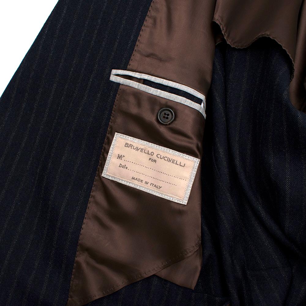 Women's or Men's Brunello Cucinelli Mens Pinstripe Navy Tailored Jacket - Size IT 52 For Sale