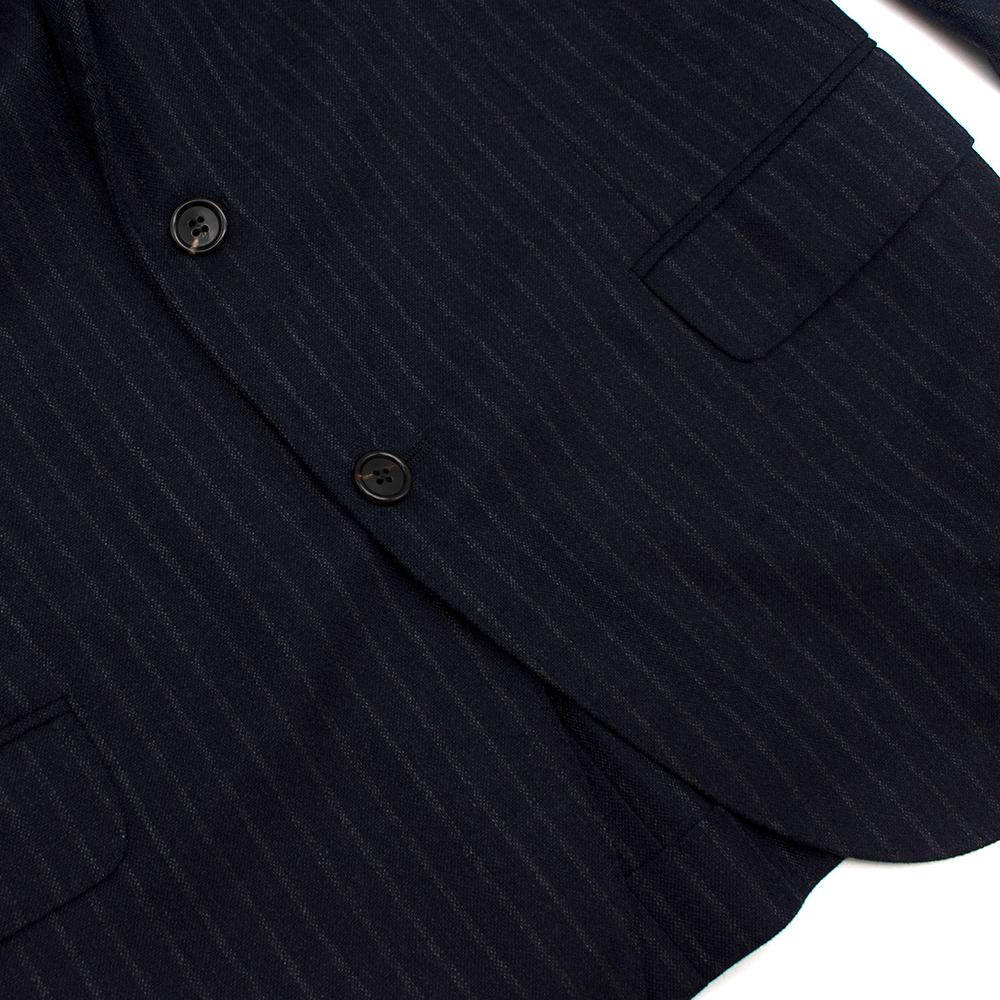Brunello Cucinelli Mens Pinstripe Navy Tailored Jacket - Size IT 52 For Sale 2