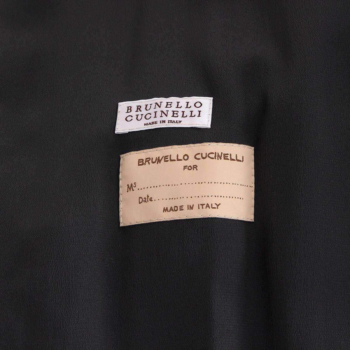 BRUNELLO CUCINELLI metallic silver leather MONILI BOMBER Jacket 40 S For Sale 3