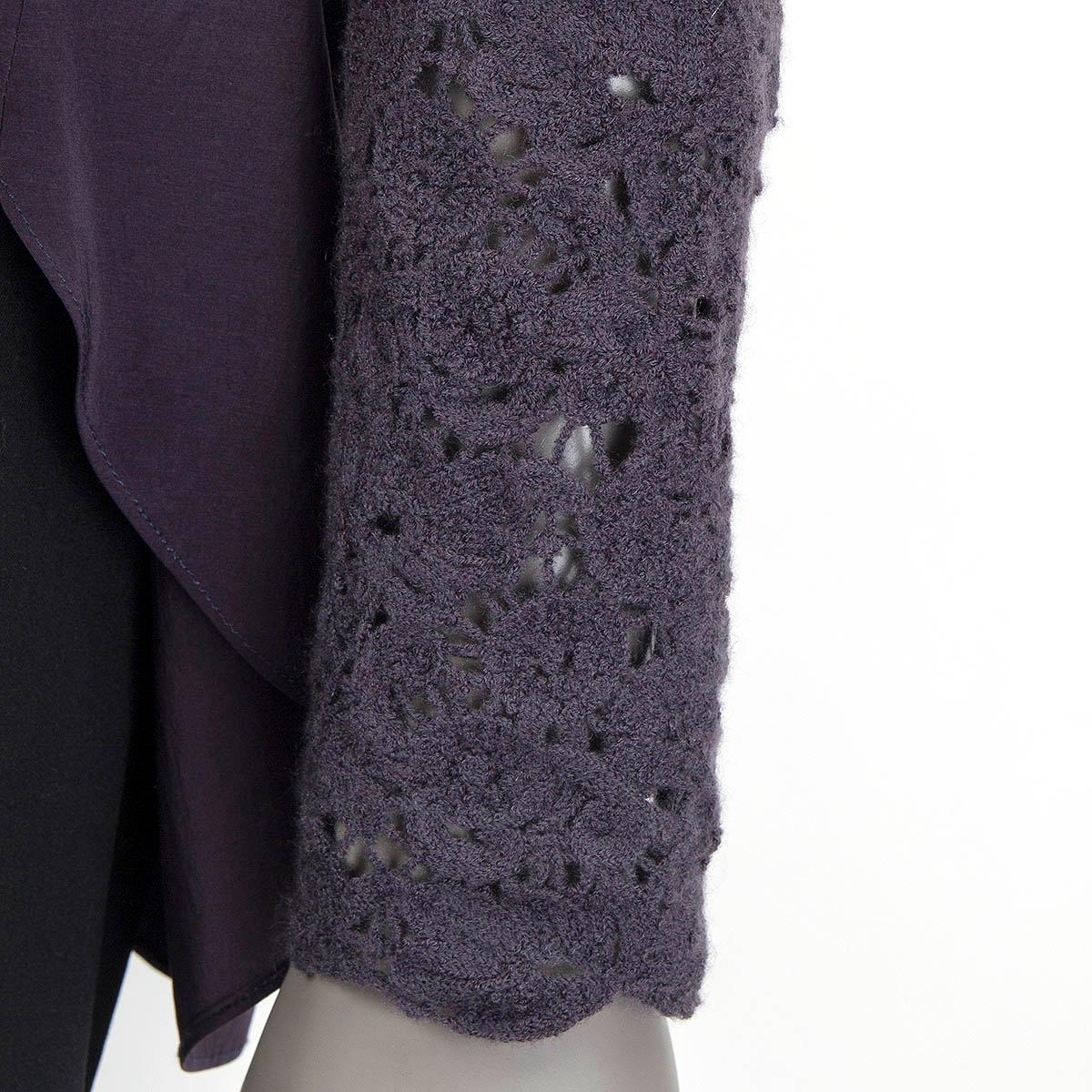 Brunello Cucinelli camicia in seta blu notte CROCHET SLEEVE Camicia S in vendita 2