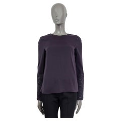 BRUNELLO CUCINELLI Mitternachtsblau Seide CROCHET SLEEVE Bluse Shirt S