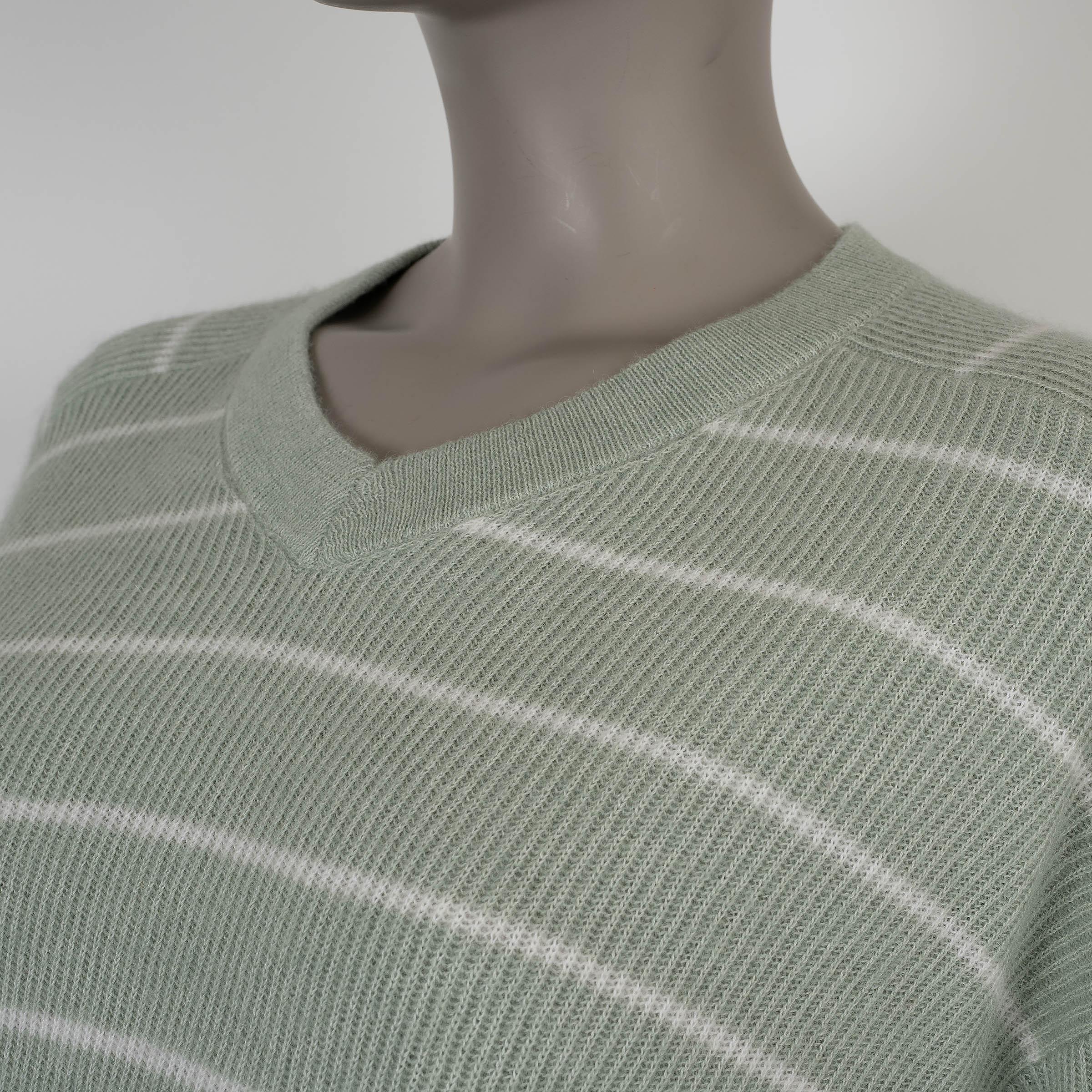 Women's BRUNELLO CUCINELLI mint green alpaca & cotton 20124 STRIPED Sweater S For Sale