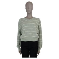 BRUNELLO CUCINELLI mintgrüner Pullover aus Alpaca und Baumwolle 20124 STRIPED S