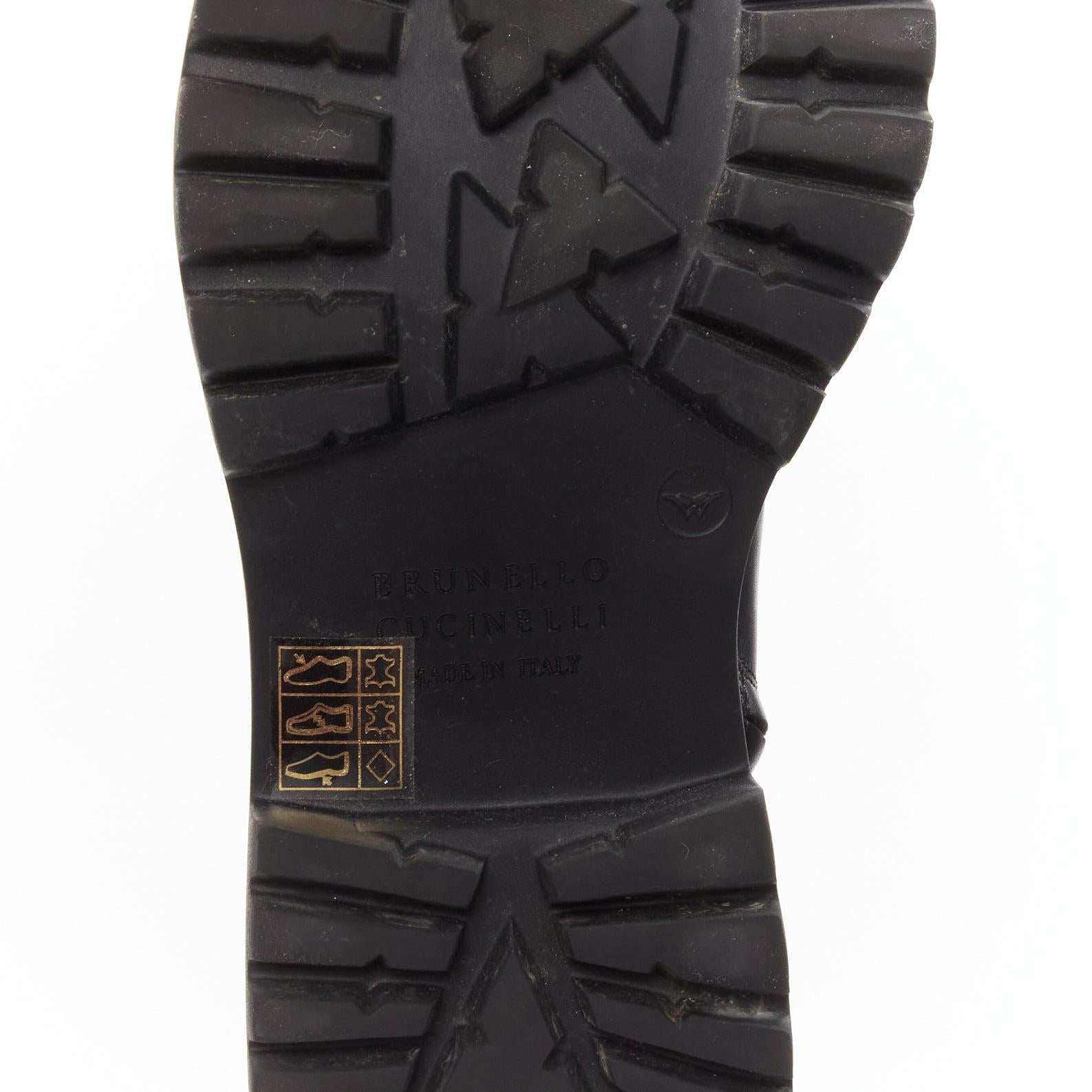BRUNELLO CUCINELLI Monili black leather bead embellished side zip boots EU38 6