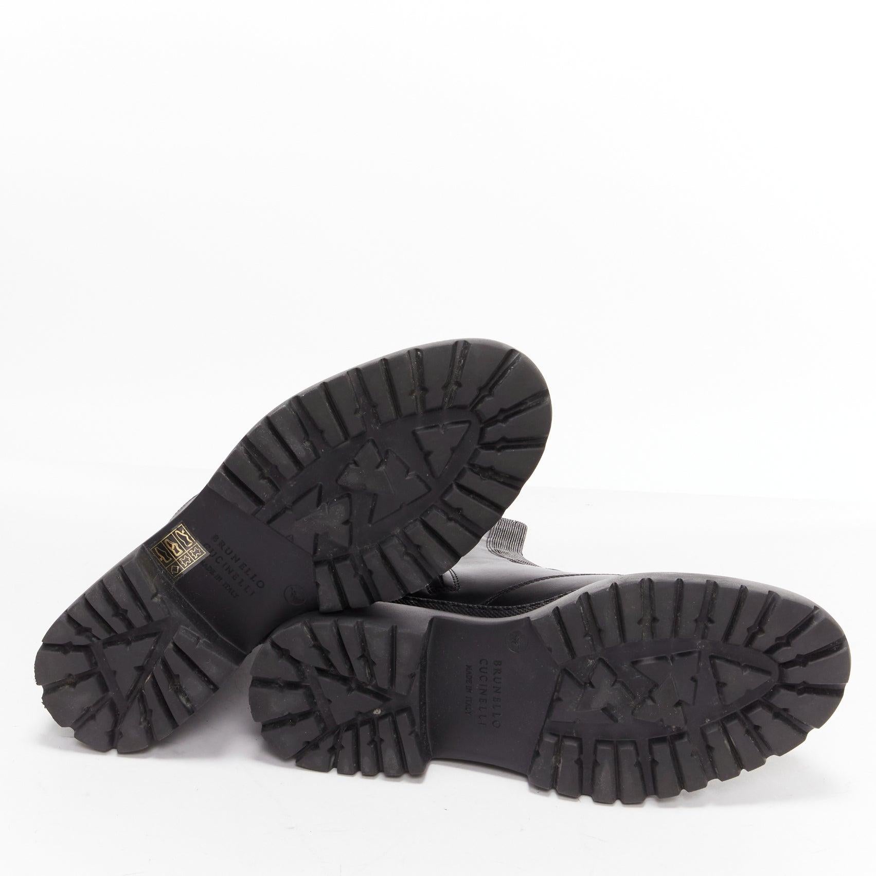 BRUNELLO CUCINELLI Monili black leather bead embellished side zip boots EU38 7