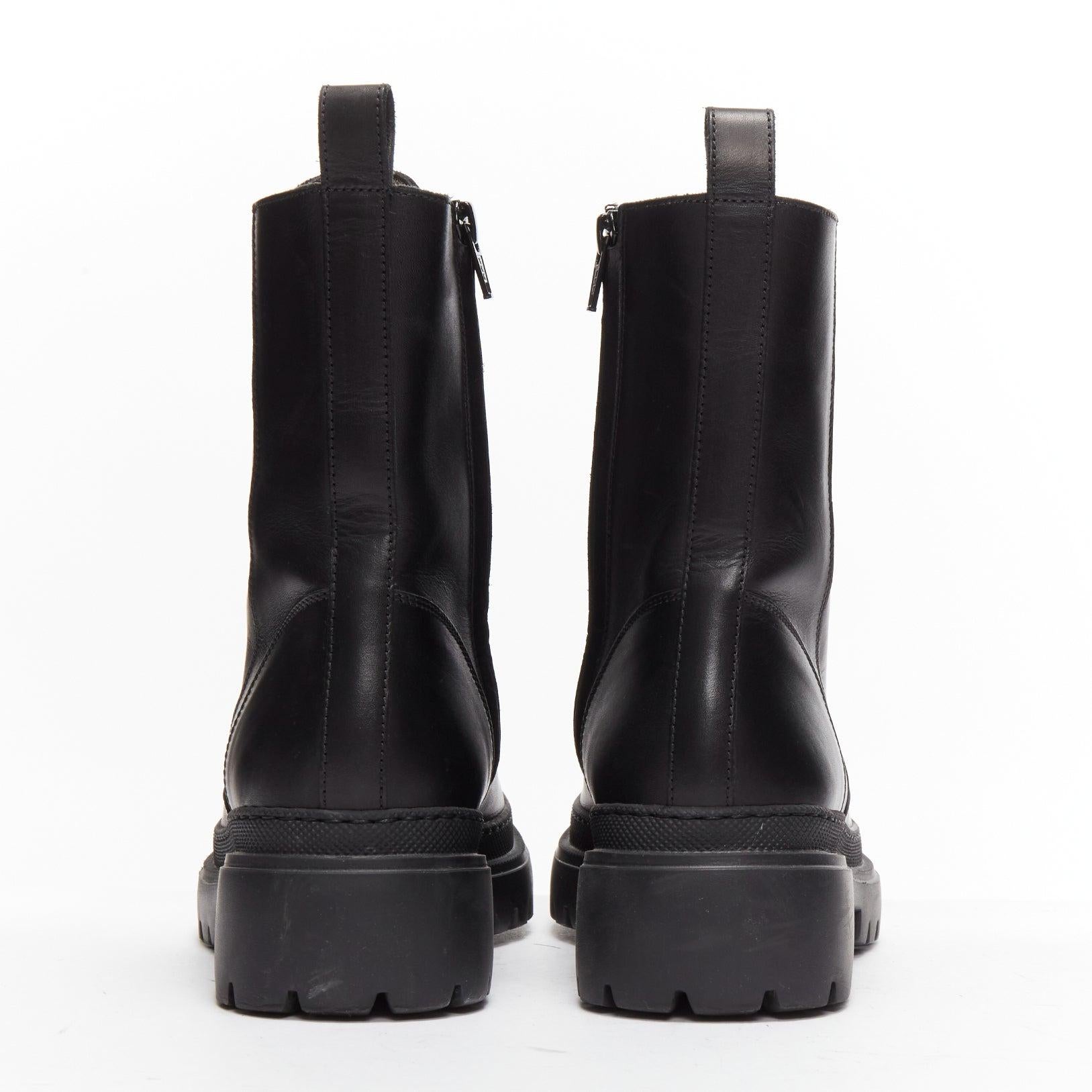 BRUNELLO CUCINELLI Monili black leather bead embellished side zip boots EU38 1