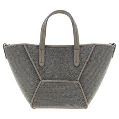 Brunello Cucinelli Monili-Embroidered Calfskin Tote Bag — Gray