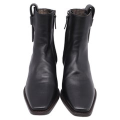 Brunello Cucinelli Monili Western Ankle Boots in Black Leather