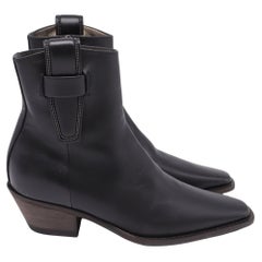 Brunello Cucinelli Monili Western Ankle Boots in Black Leather