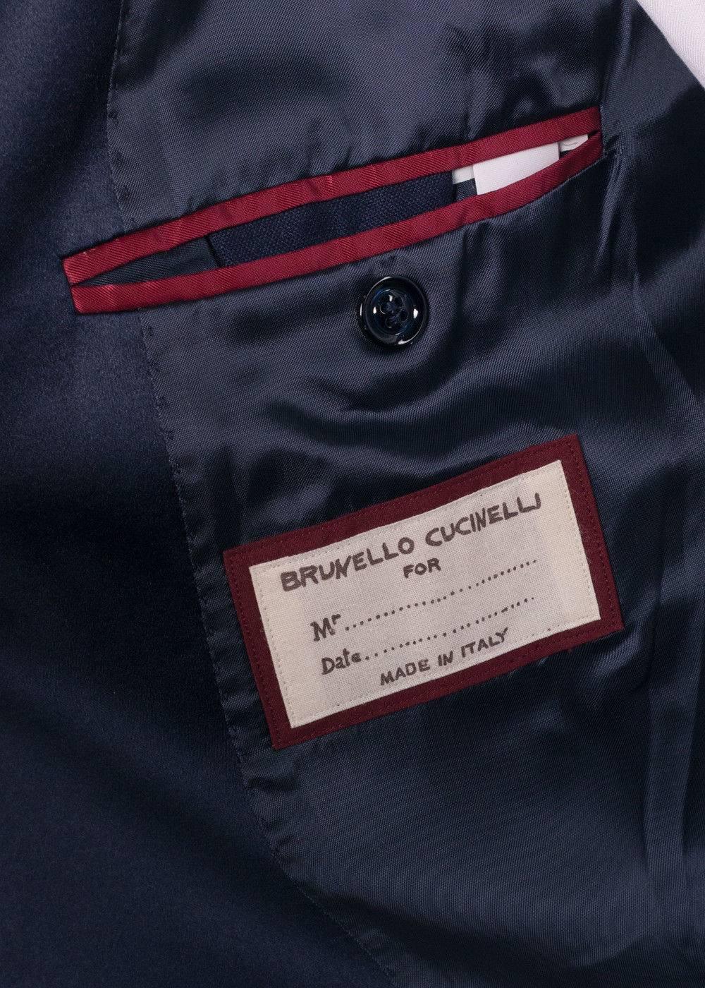 Men's Brunello Cucinelli Navy 100% Cashmere Satin Lapel Cocktail Jacket For Sale