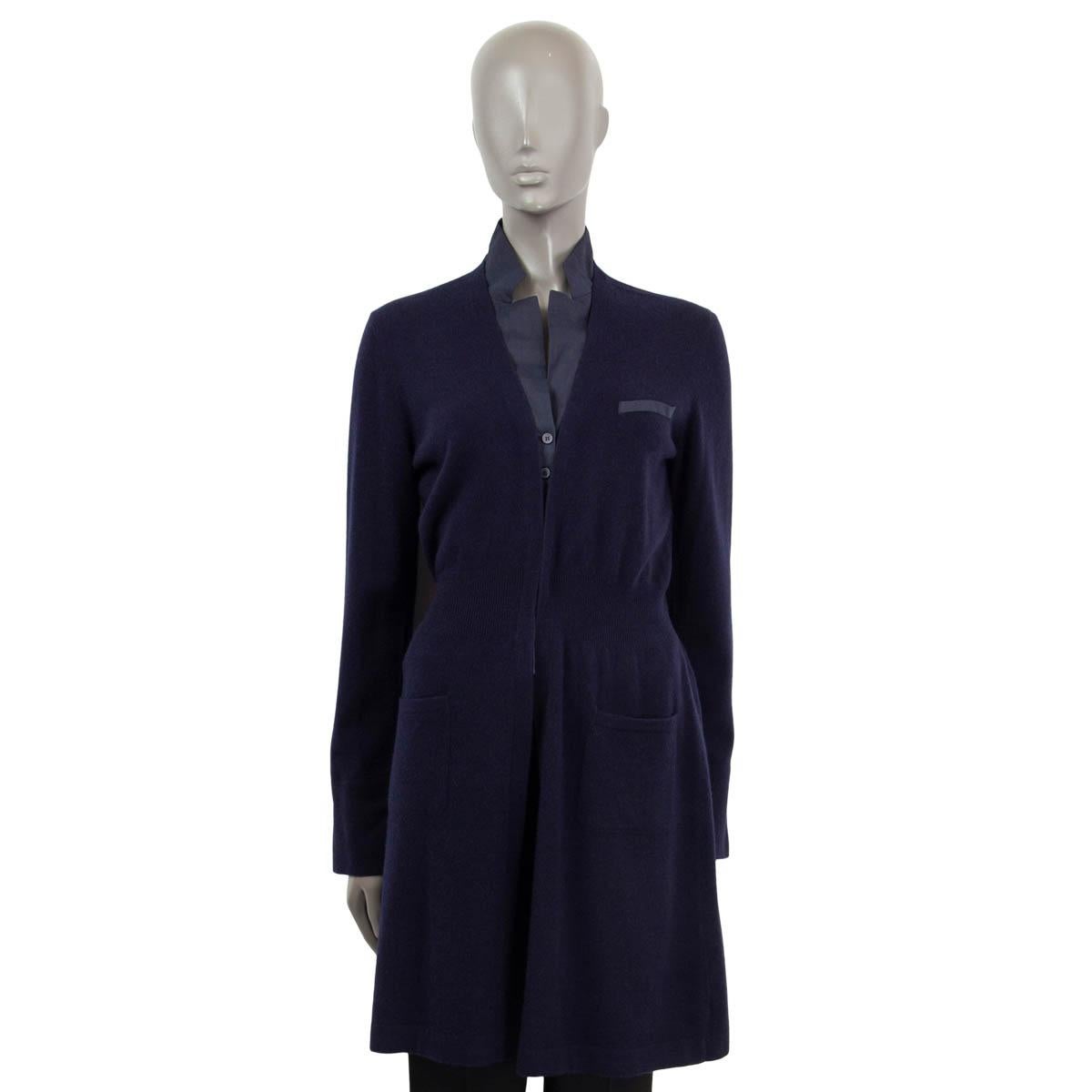 Noir BRUNELLO CUCINELLI Cardigan long bleu marine en cachemire LAYERED L en vente