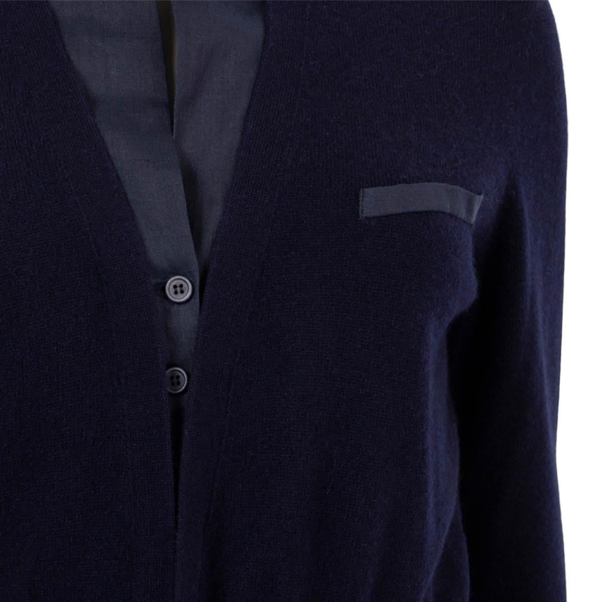 BRUNELLO CUCINELLI navy blue cashmere LAYERED LONG Cardigan Sweater L For Sale 1