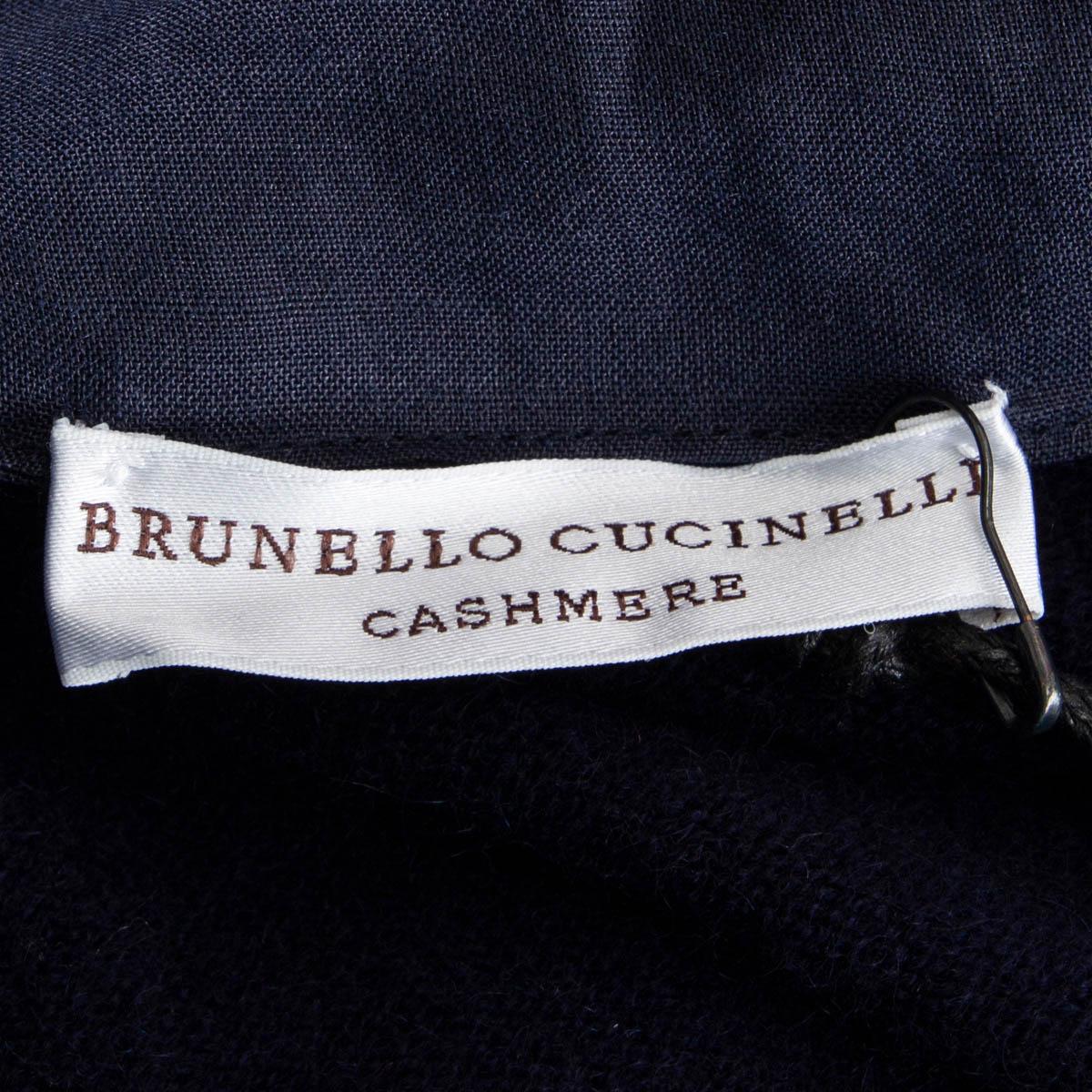 BRUNELLO CUCINELLI navy blue cashmere LAYERED LONG Cardigan Sweater L For Sale 2