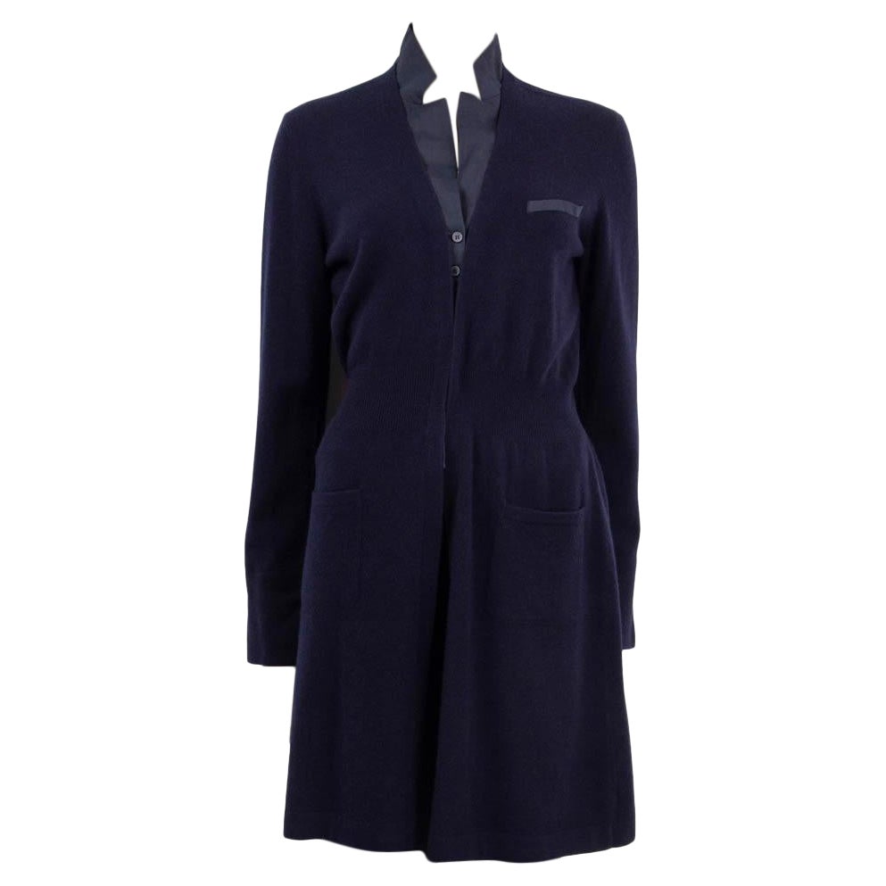 Brunello Cucinelli blu marino in cashmere a strati, maglione lungo L