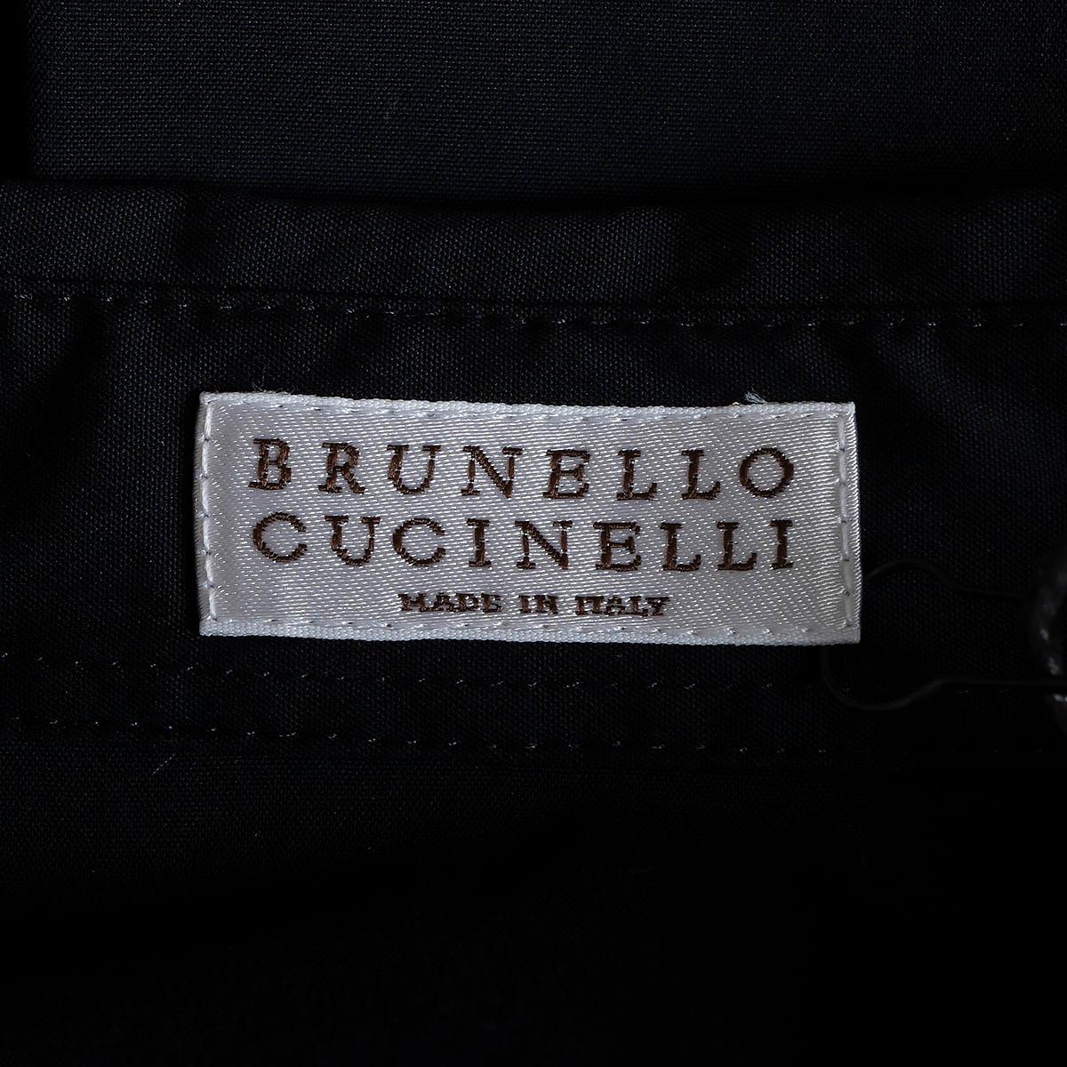 BRUNELLO CUCINELLI navy blue cotton MONILI TRIMMED POCKET Button-Up Shirt S For Sale 2