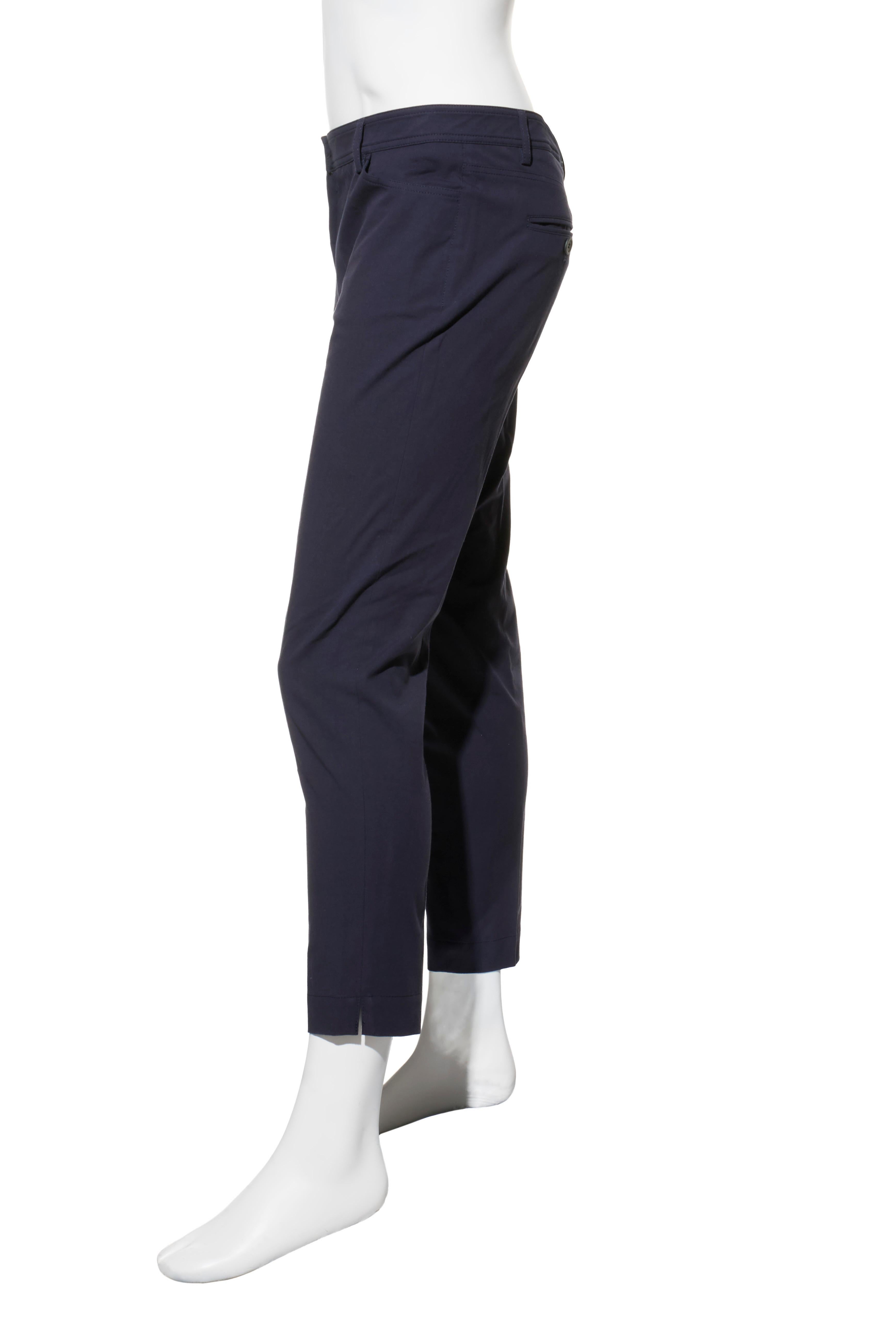 Brunello Cucinelli Navy Blue Cotton-Stretch Tailored Pants, Size IT 48 / US 32 Excellent état - En vente à Woodland Hills, CA