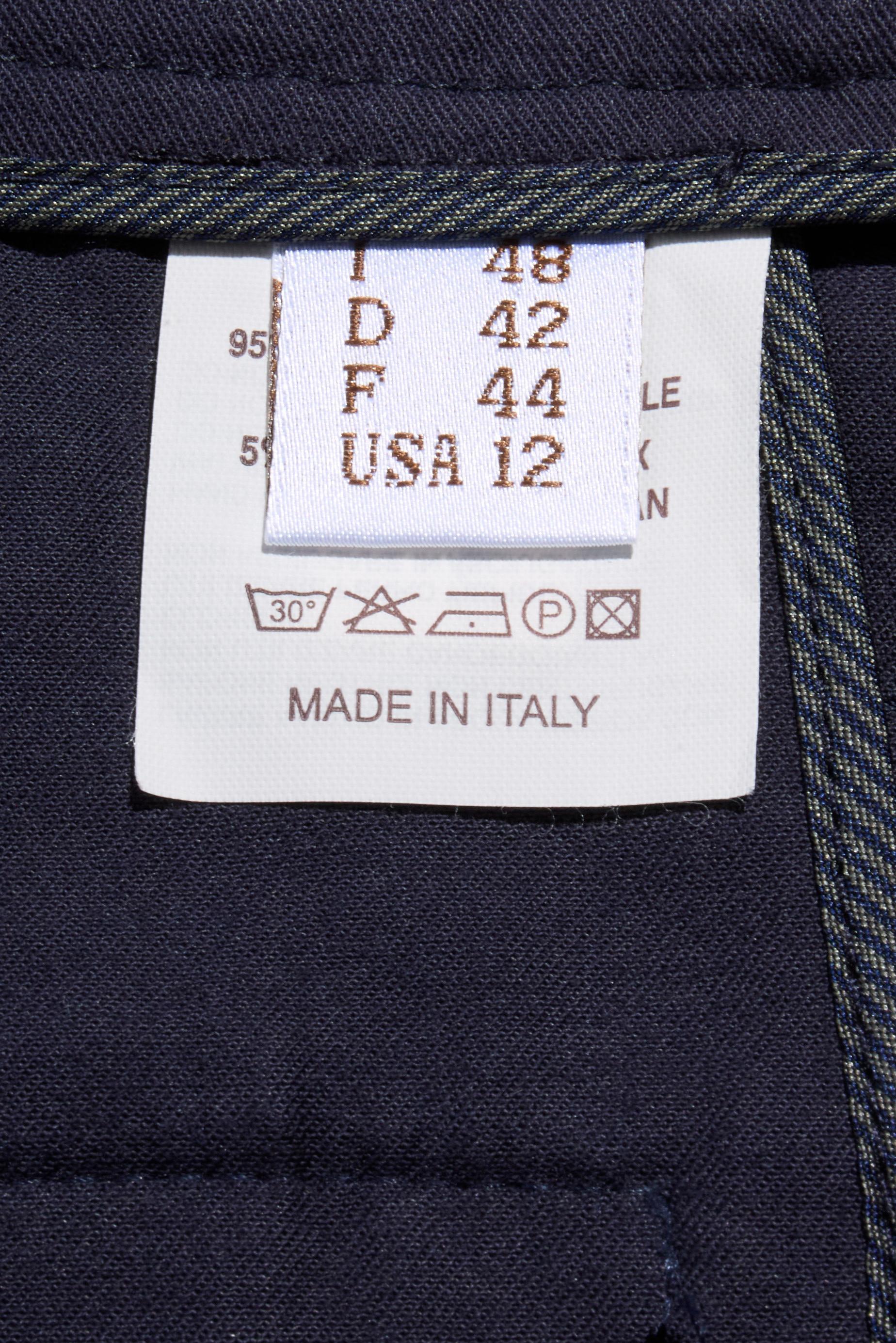 Brunello Cucinelli Navy Blue Cotton-Stretch Tailored Pants, Size IT 48 / US 32 en vente 2