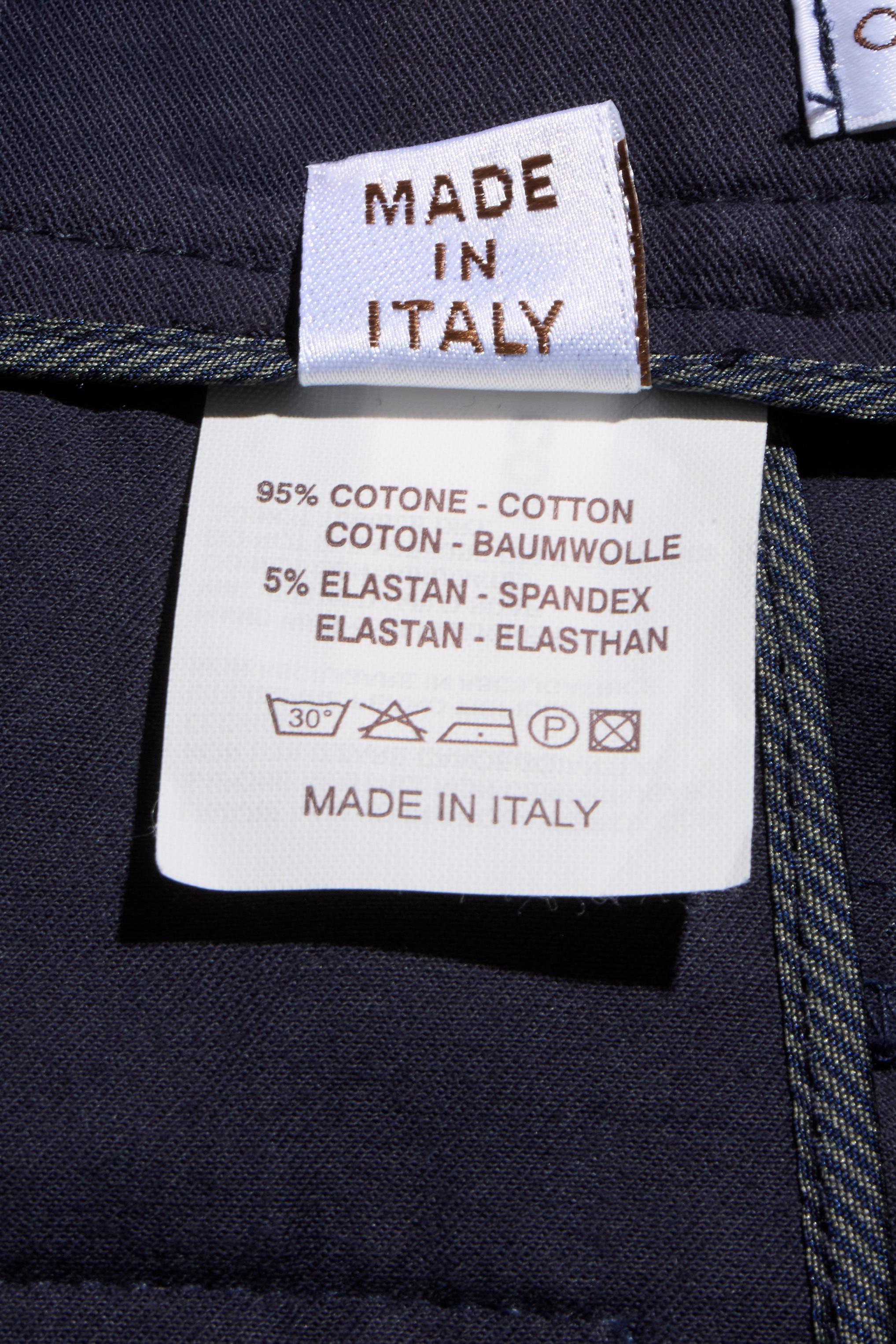 Brunello Cucinelli Navy Blue Cotton-Stretch Tailored Pants, Size IT 48 / US 32 en vente 3