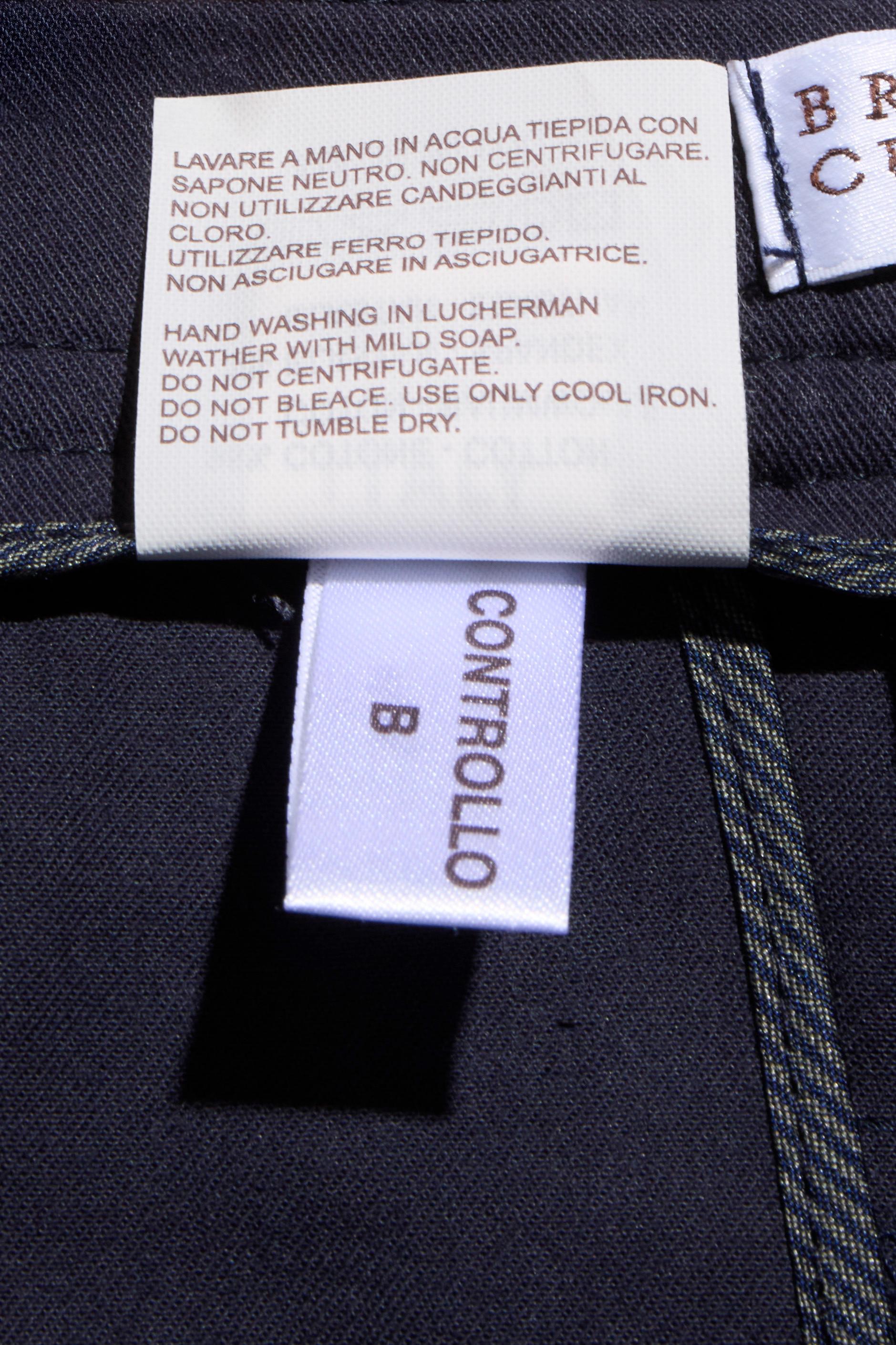 Brunello Cucinelli Navy Blue Cotton-Stretch Tailored Pants, Size IT 48 / US 32 en vente 4