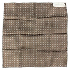 BRUNELLO CUCINELLI Navy Brown Mixed Pattern Silk Cotton Pocket Square