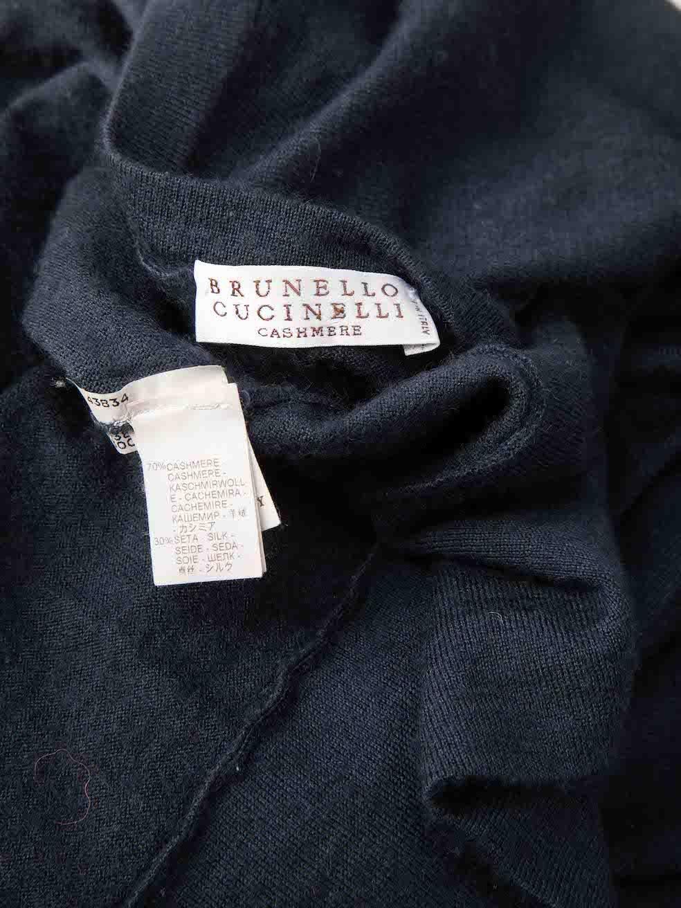 Women's Brunello Cucinelli Navy Cashmere Long Sleeve Top Size M For Sale