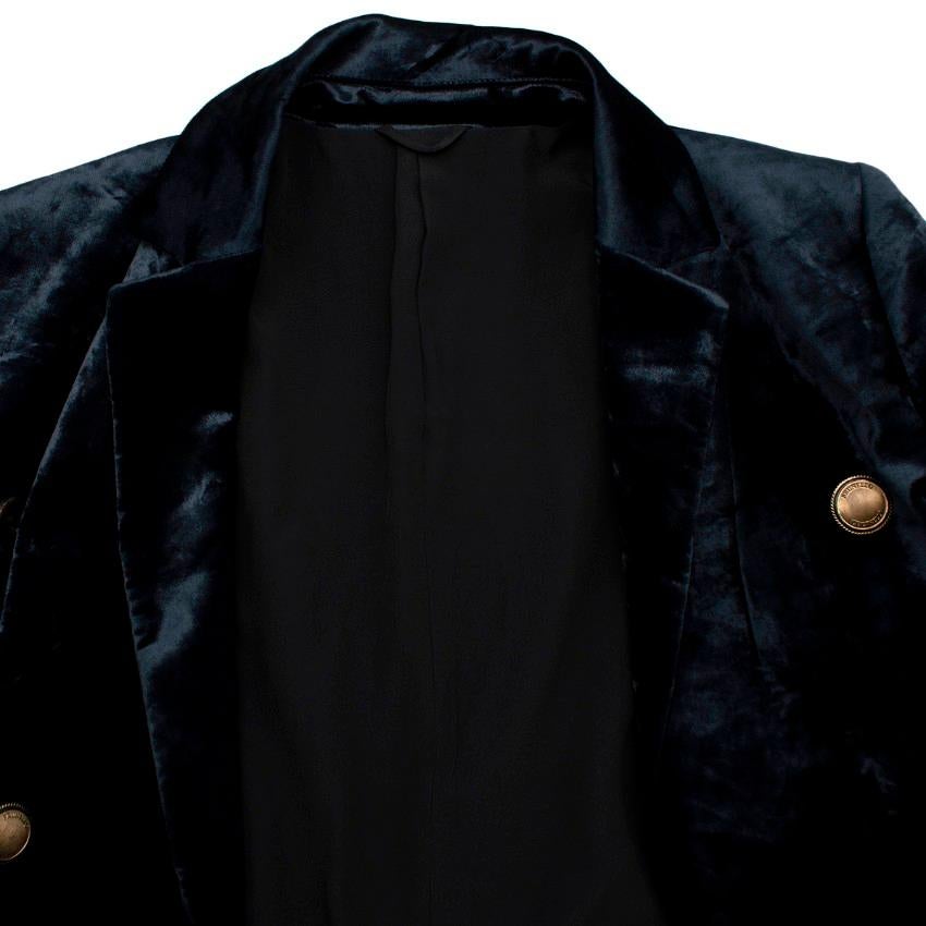 Brunello Cucinelli Navy Crushed Velvet Double-Breastsed Blazer In Excellent Condition For Sale In London, GB