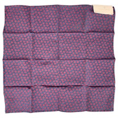 BRUNELLO CUCINELLI Navy Red Floral Linen Cotton Pocket Square