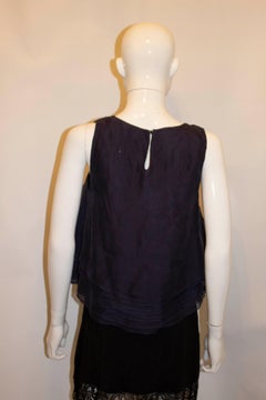 Brunello Cucinelli Navy Silk Top