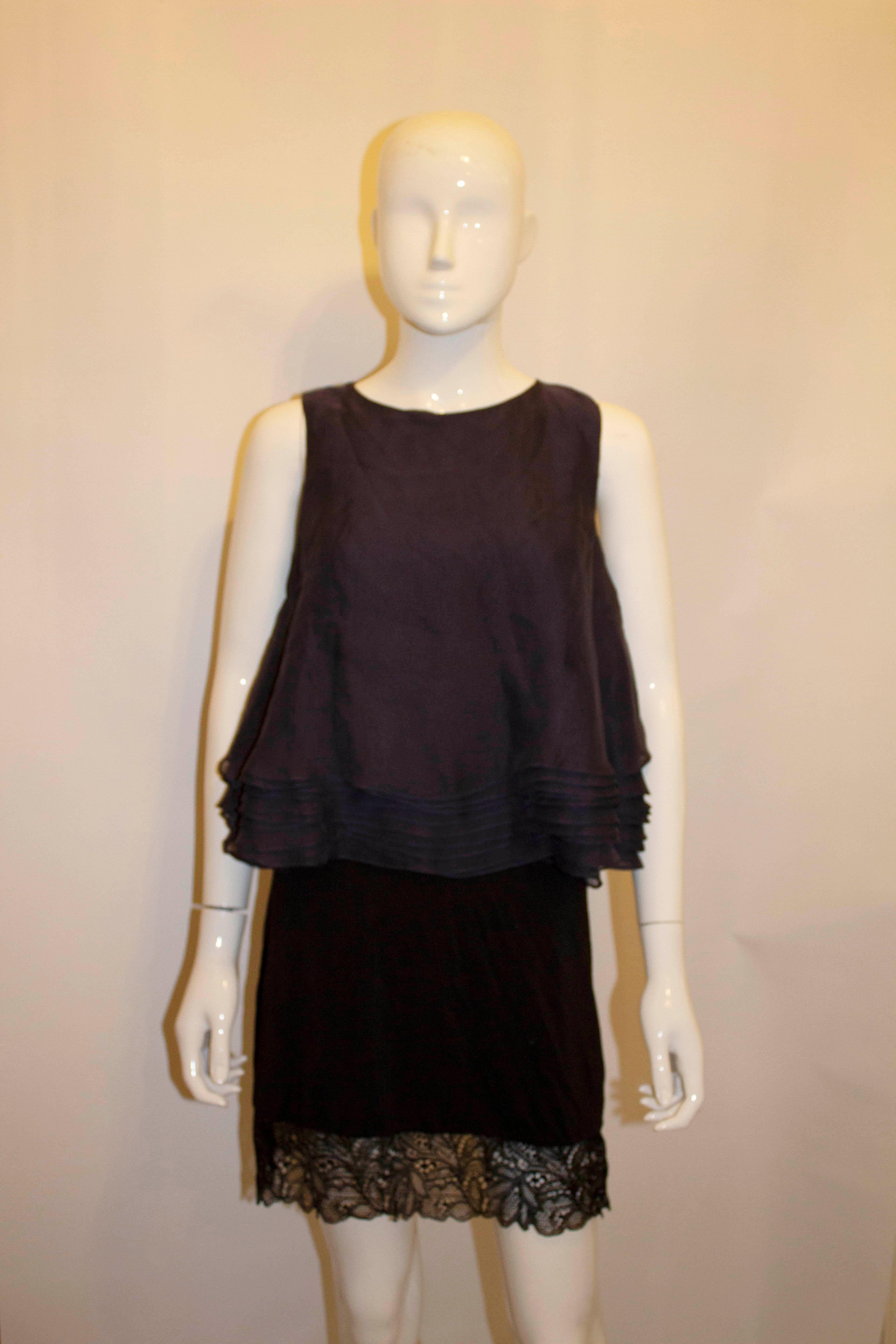 Black Brunello Cucinelli Navy Silk Top For Sale