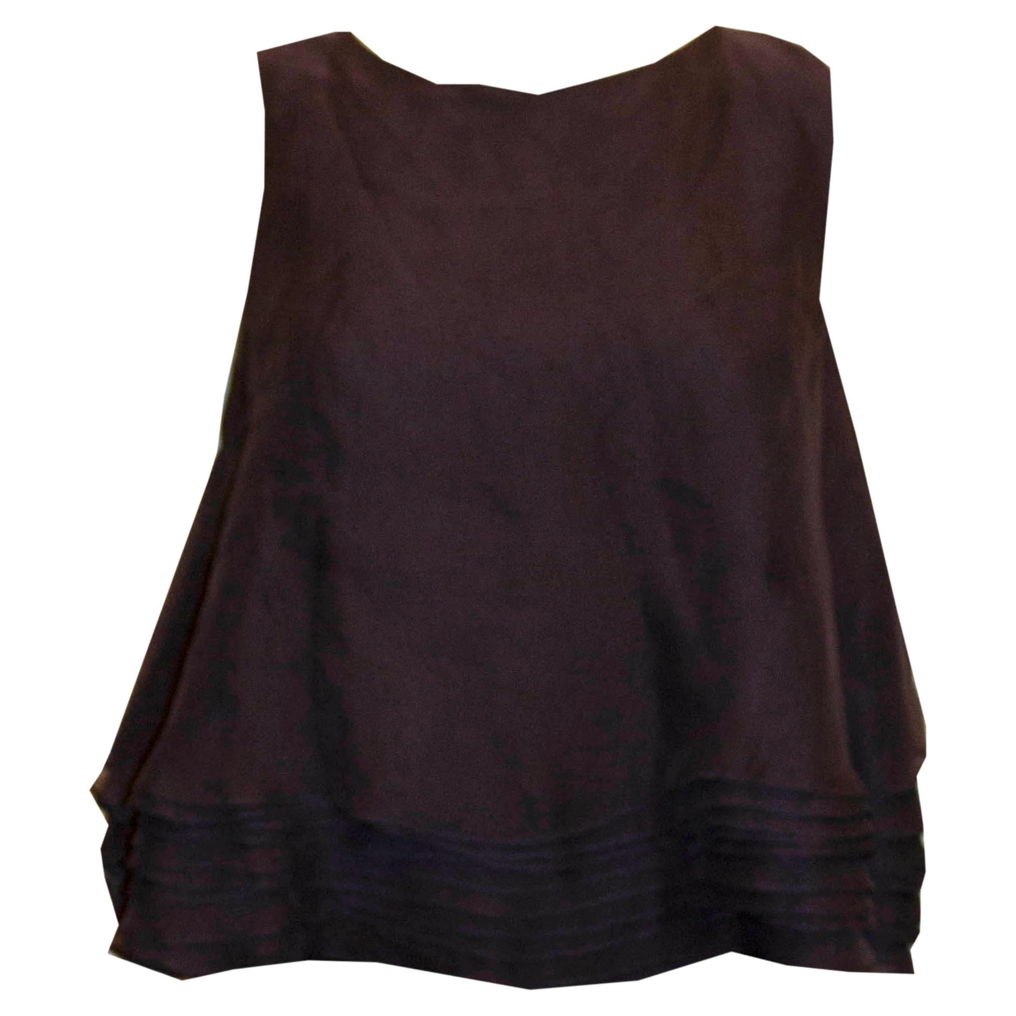 Brunello Cucinelli Navy Silk Top For Sale