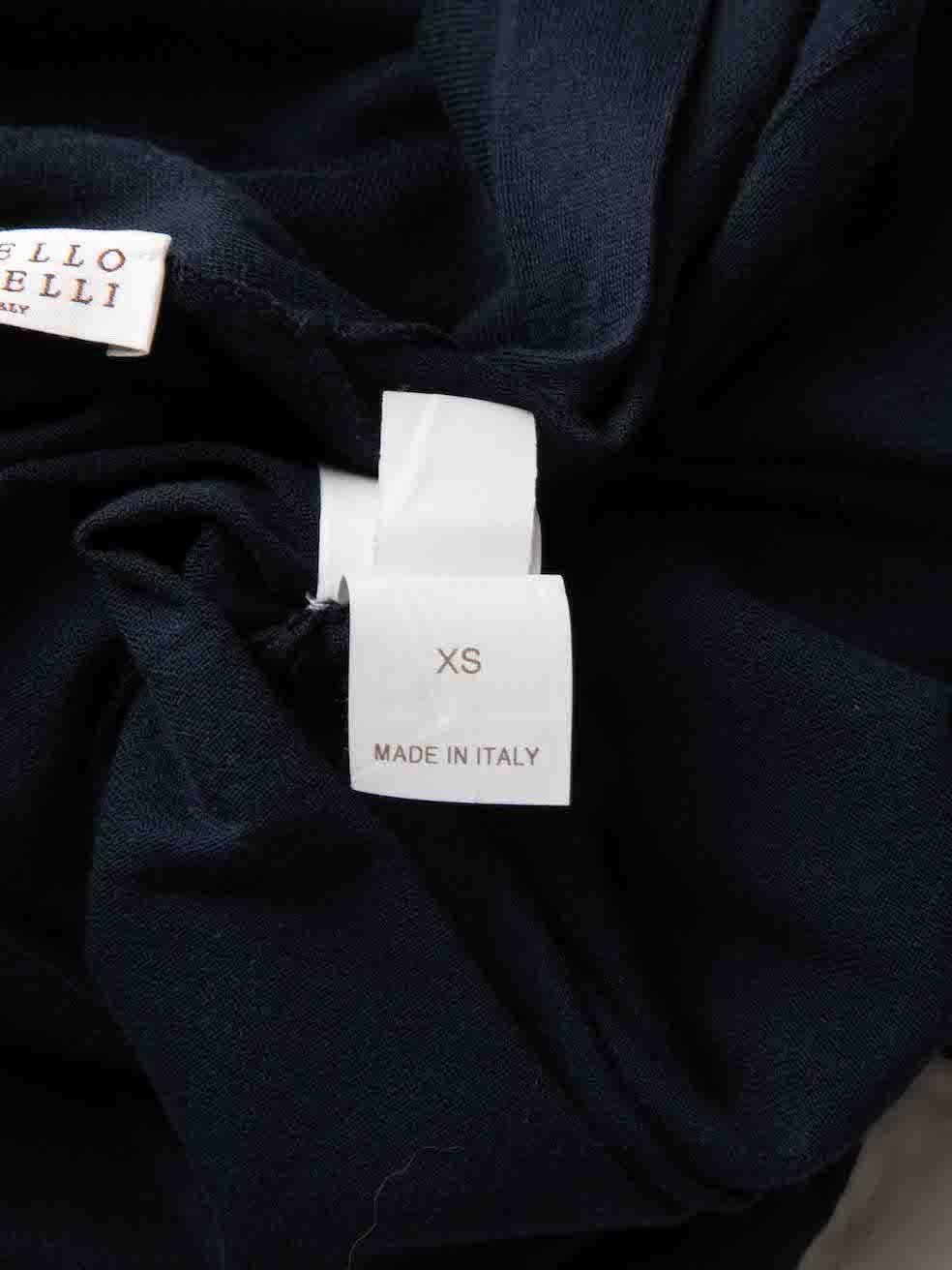 Brunello Cucinelli Navy V-neck Knit Cardigan Size XS For Sale 1