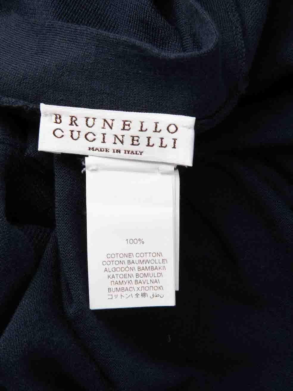 Brunello Cucinelli Navy V-neck Knit Cardigan Size XS For Sale 2