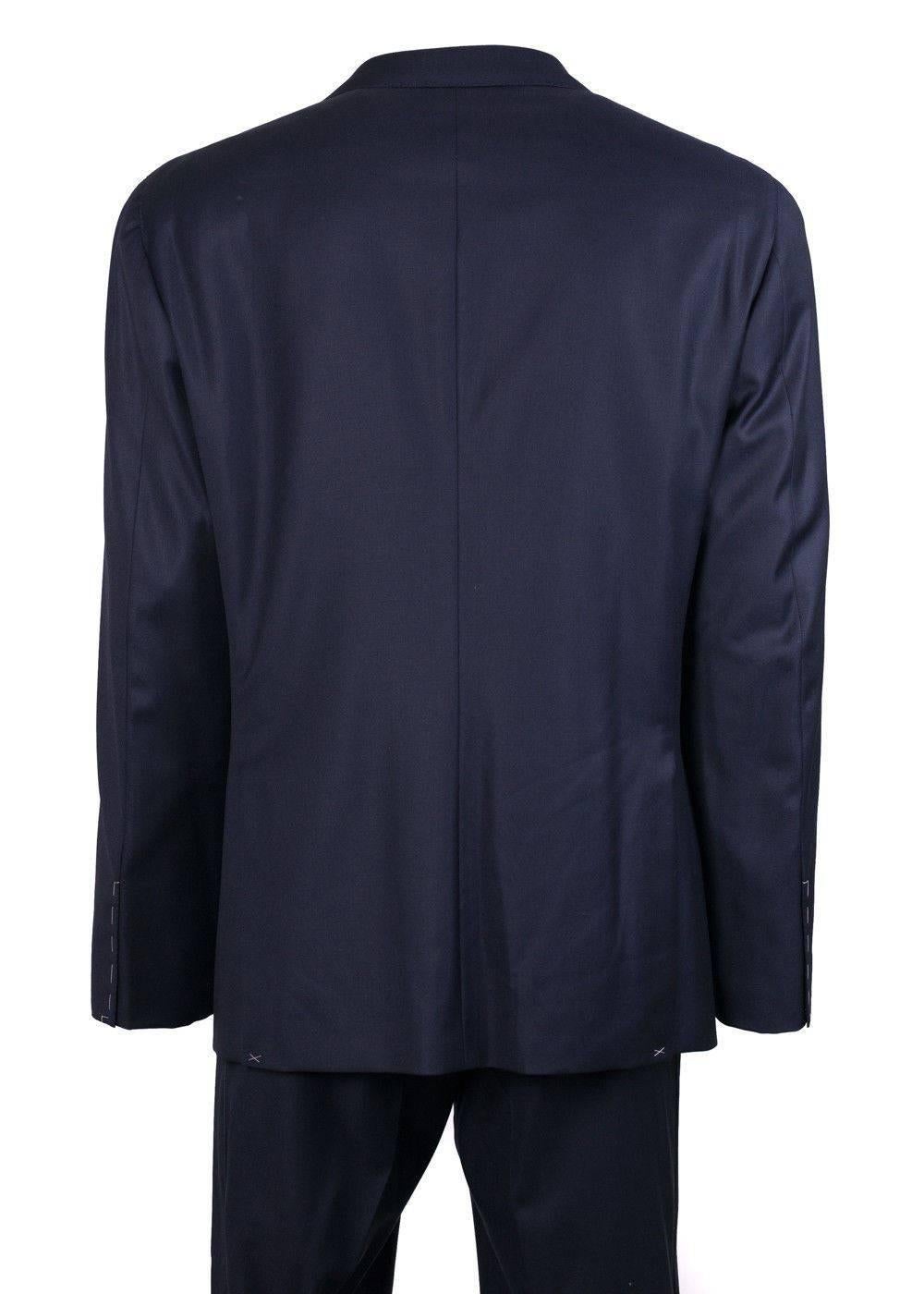 Brunello Cucinelli Navy Wool Tonal Satin Lapel Two Piece Suit For Sale 1