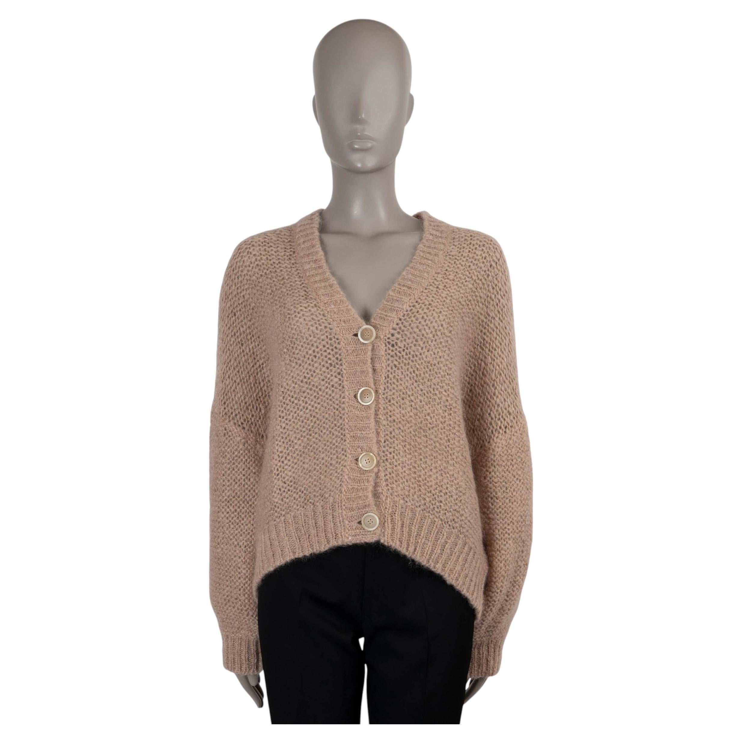 BRUNELLO CUCINELLI nude alpaca 2020 CHUNKY KNIT Cardigan Sweater S